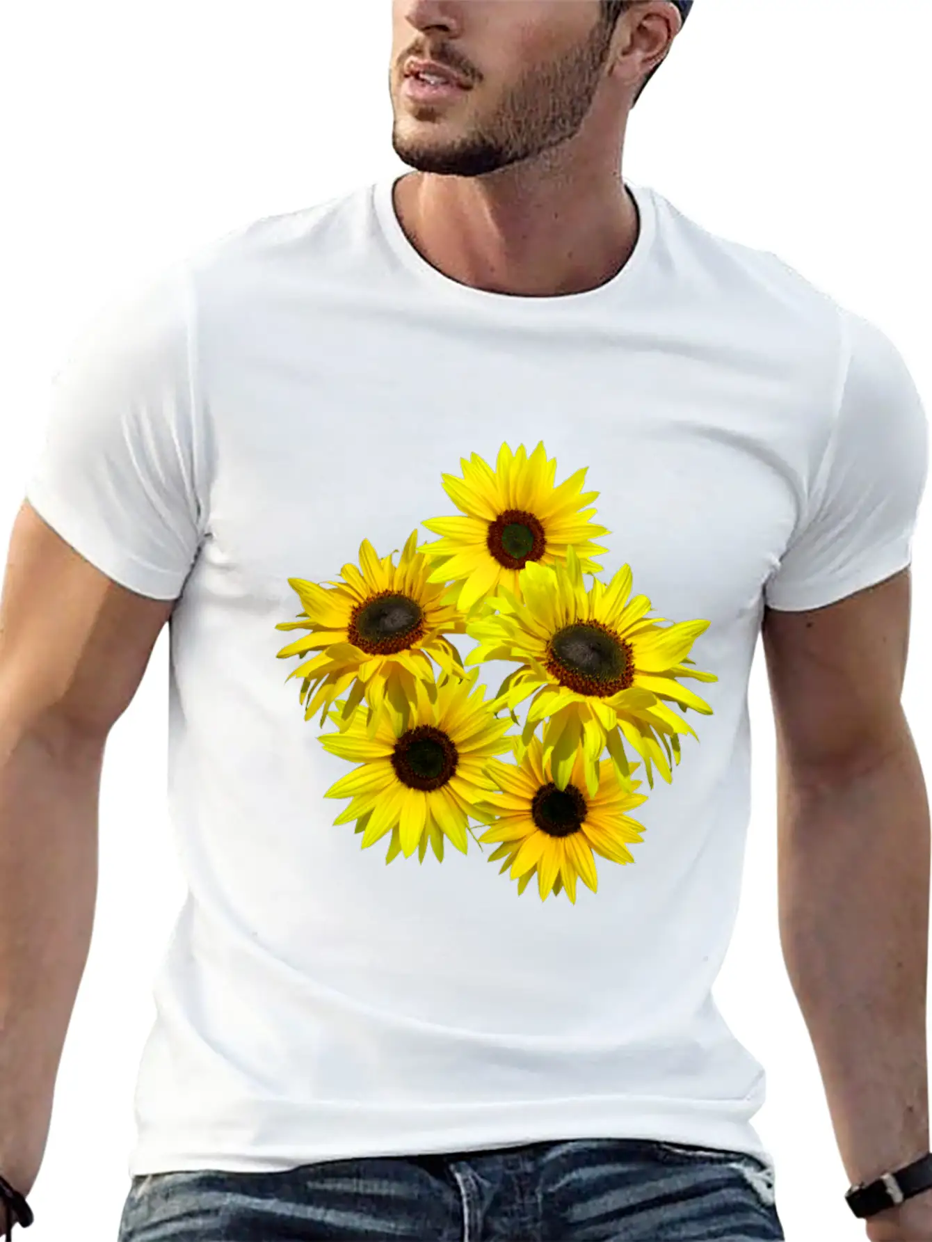 Blooming Sunflowers Sunflower Bunch Flowers Blooms Casual Graphic T-Shirt – Simple And Comfortable Daily Wear