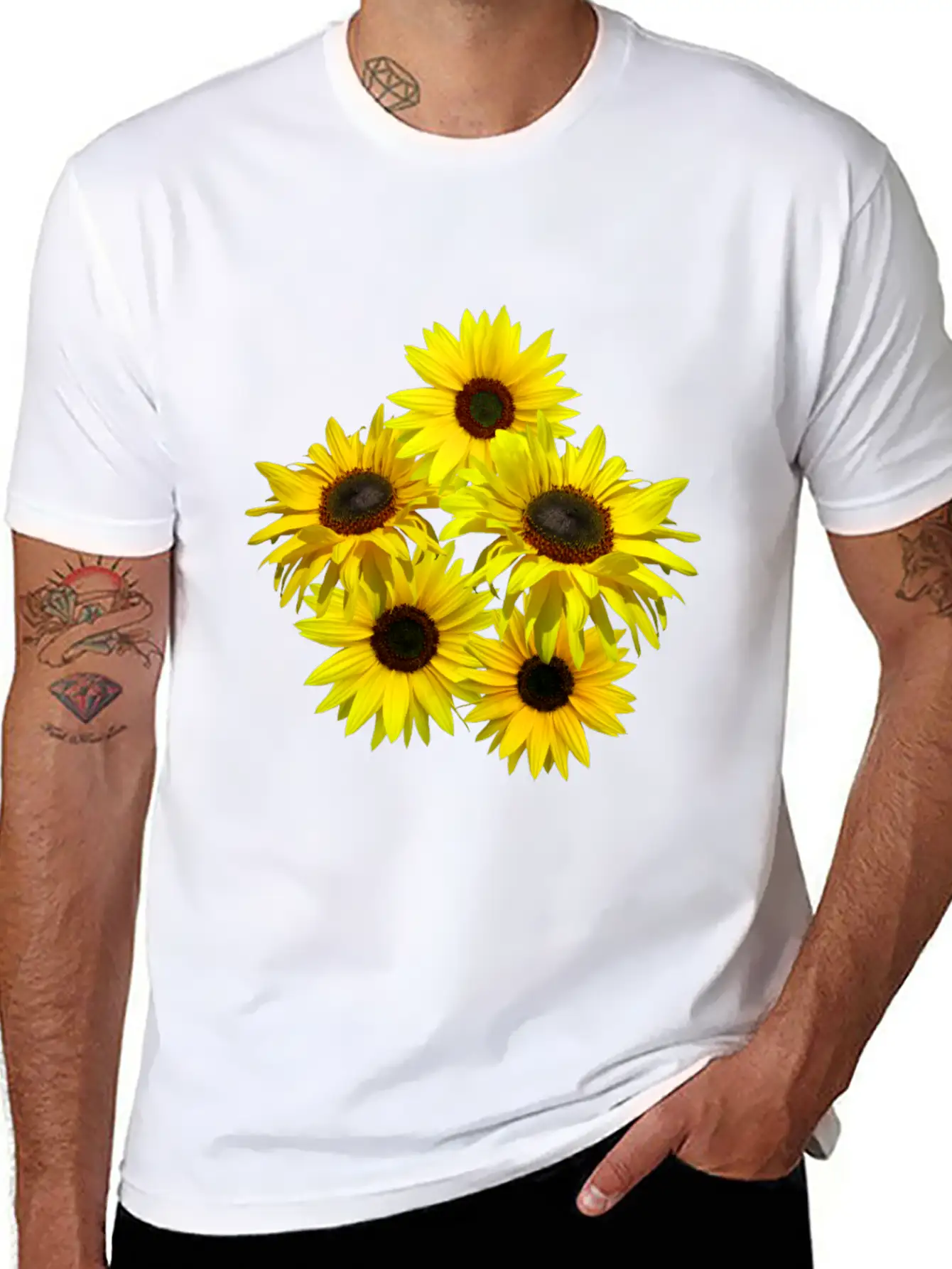 Blooming Sunflowers Sunflower Bunch Flowers Blooms Casual Graphic T-Shirt – Simple And Comfortable Daily Wear