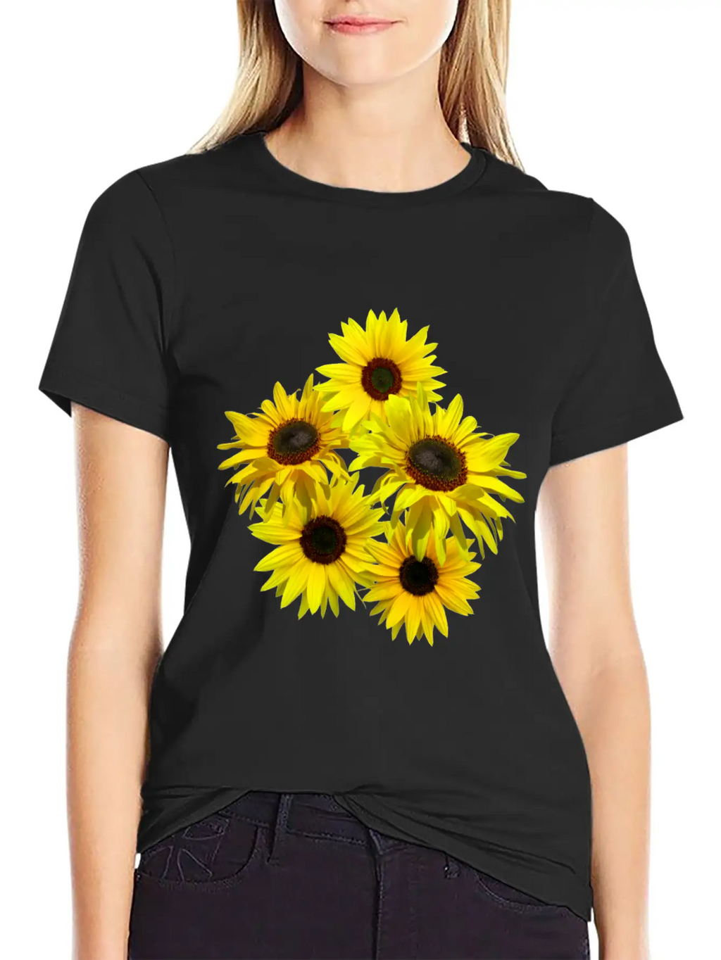 Blooming Sunflowers Sunflower Bunch Flowers Blooms Casual Graphic T-Shirt – Simple And Comfortable Daily Wear