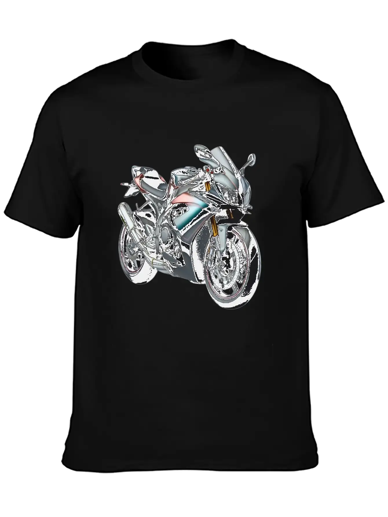 Blue And Bronze Motorcycle Casual Graphic T-Shirt – Simple And Comfortable Daily Wear