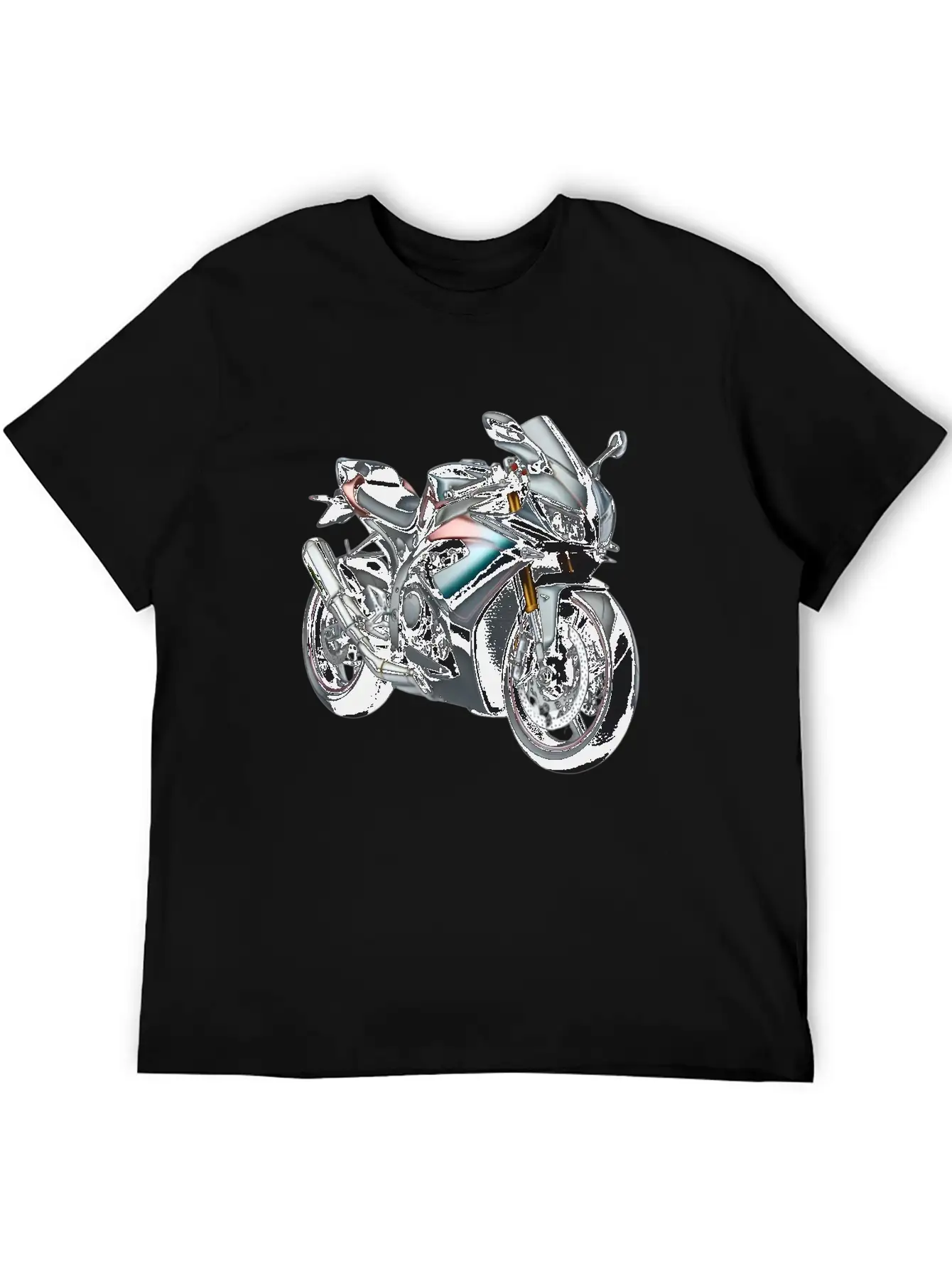 Blue And Bronze Motorcycle Casual Graphic T-Shirt – Simple And Comfortable Daily Wear