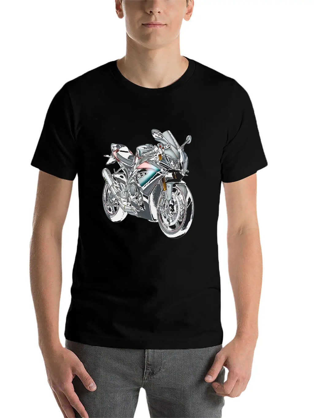 Blue And Bronze Motorcycle Casual Graphic T-Shirt – Simple And Comfortable Daily Wear
