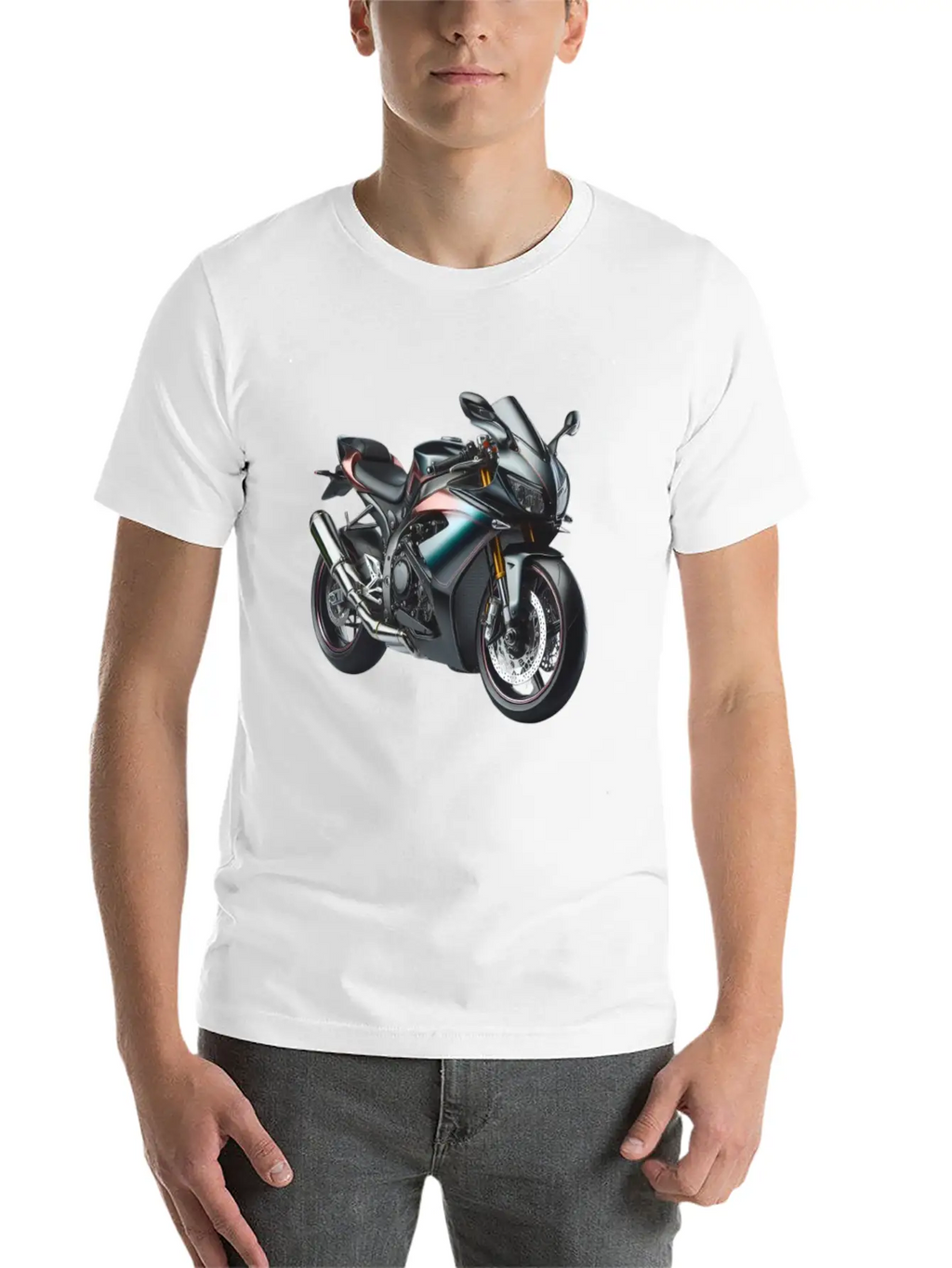 Blue And Bronze Motorcycle Casual Graphic T-Shirt – Simple And Comfortable Daily Wear