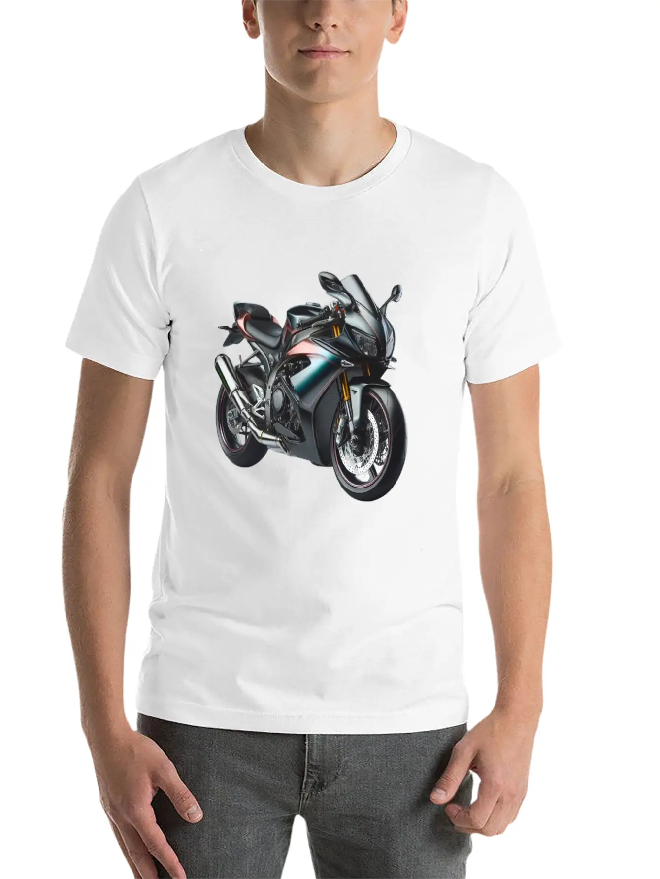 Blue And Bronze Motorcycle Casual Graphic T-Shirt – Simple And Comfortable Daily Wear