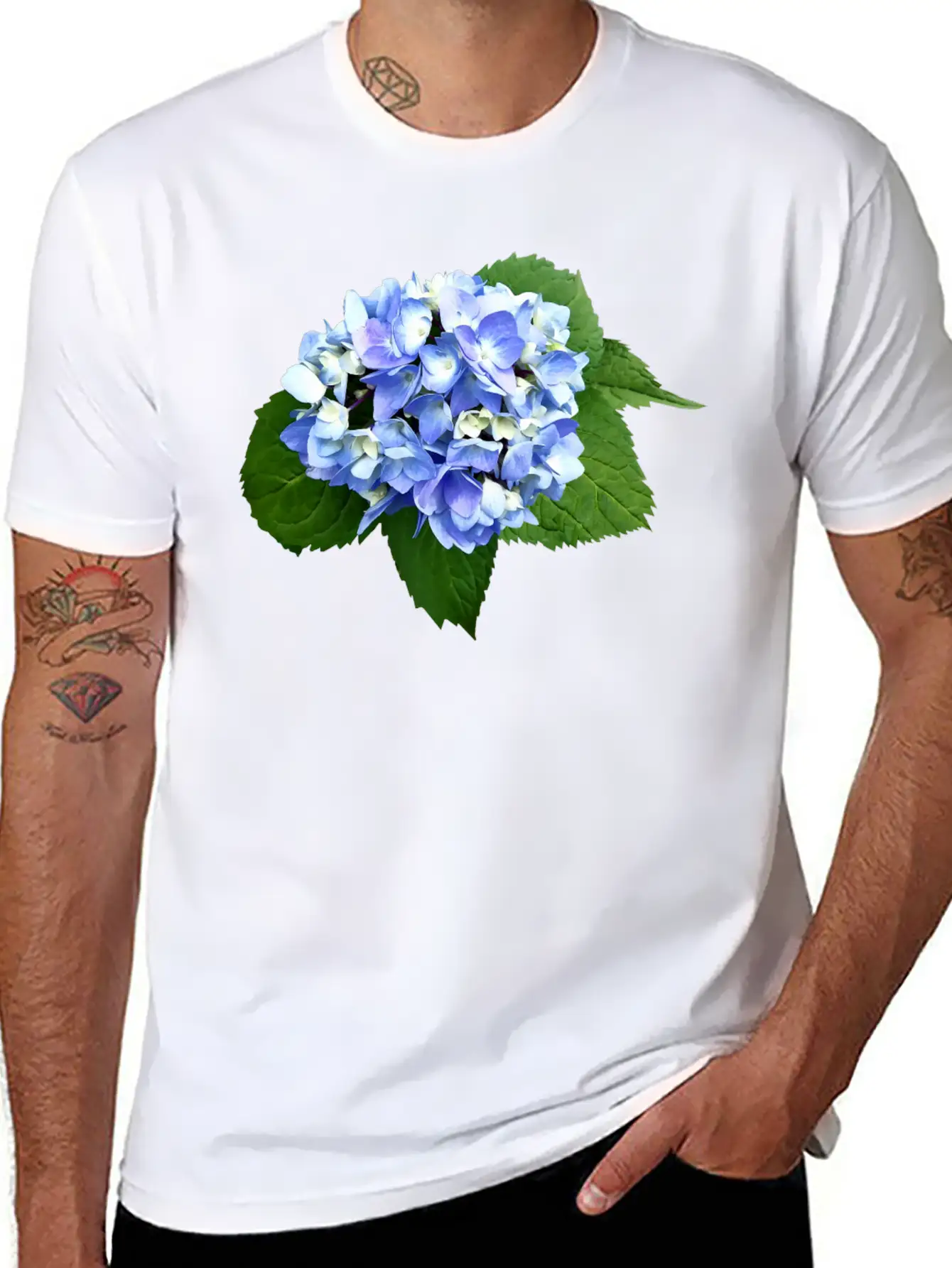 Blue And Purple Hydrangea Breathable Soft Cotton T-Shirt – Timeless Casual Look