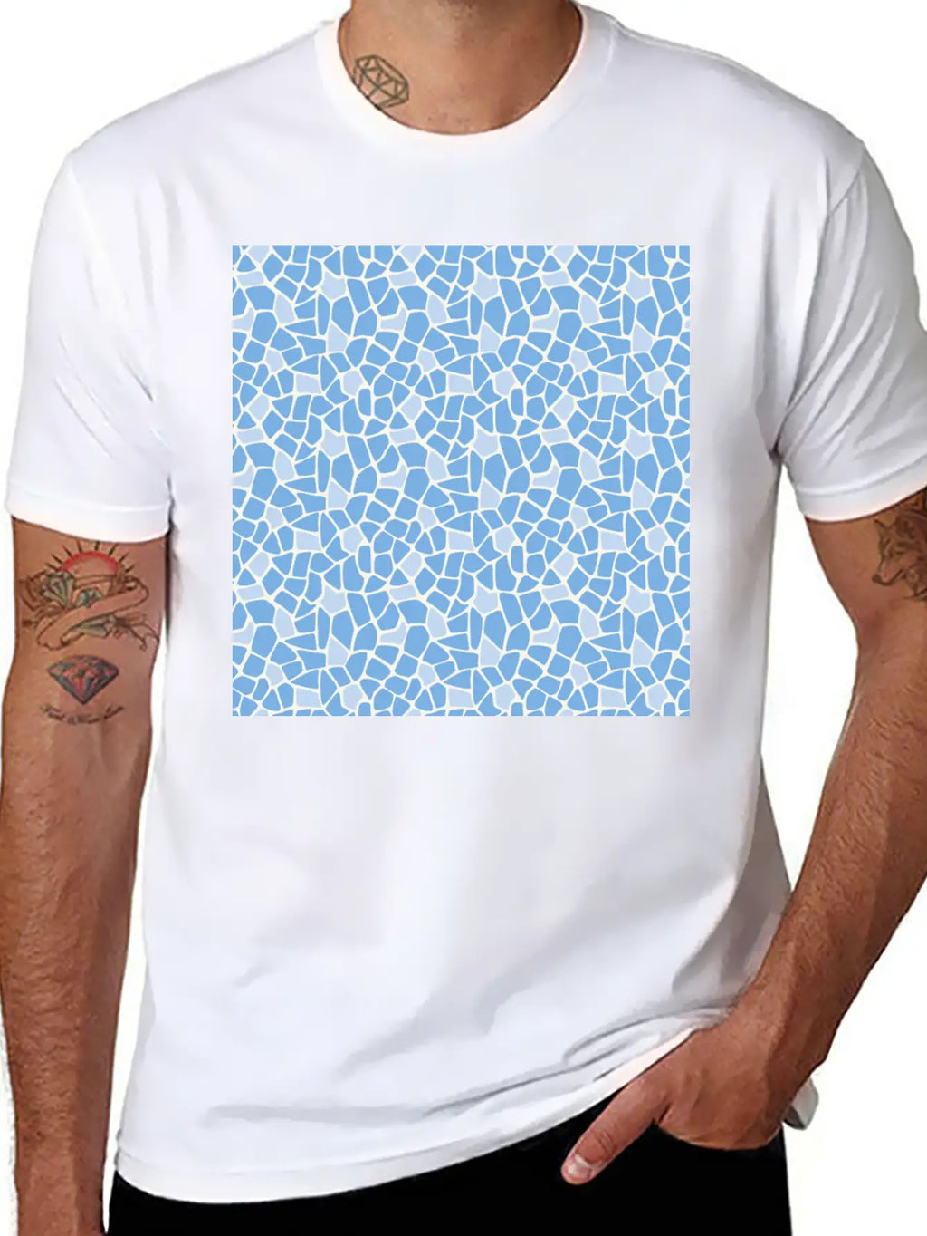 Blue Animal Pattern Unisex Casual T-Shirt – Clean Design For Daily Comfort