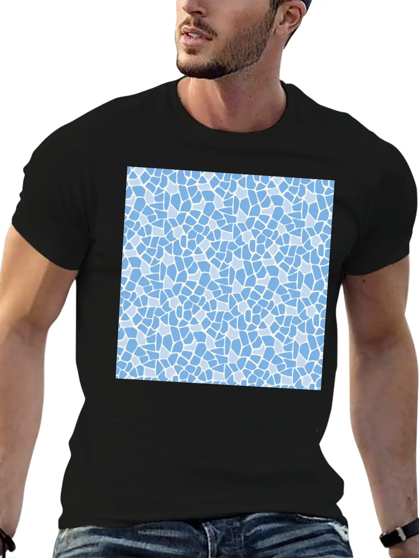 Blue Animal Pattern Unisex Casual T-Shirt – Clean Design For Daily Comfort
