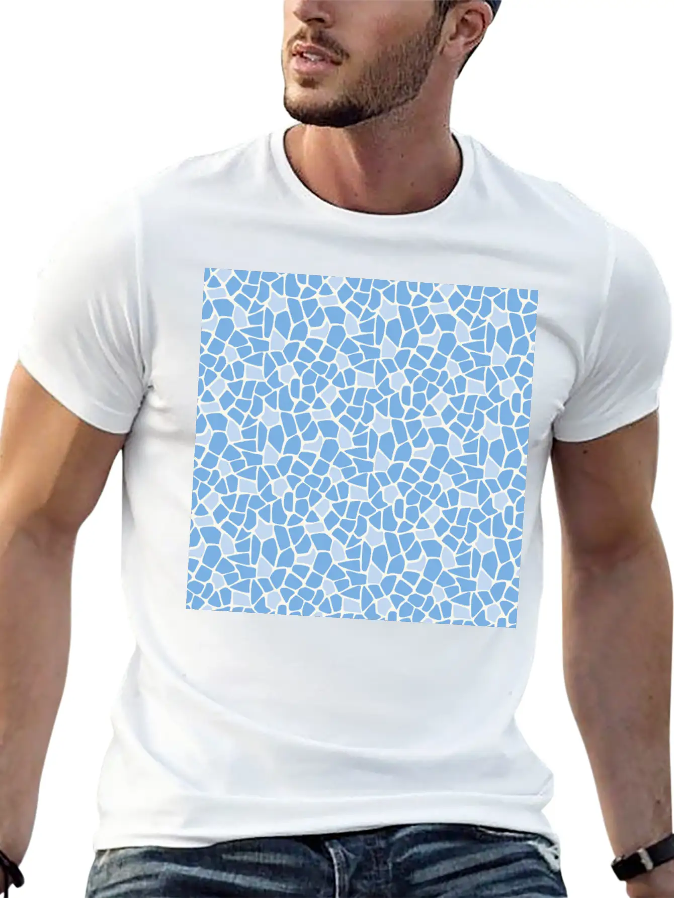 Blue Animal Pattern Unisex Casual T-Shirt – Clean Design For Daily Comfort