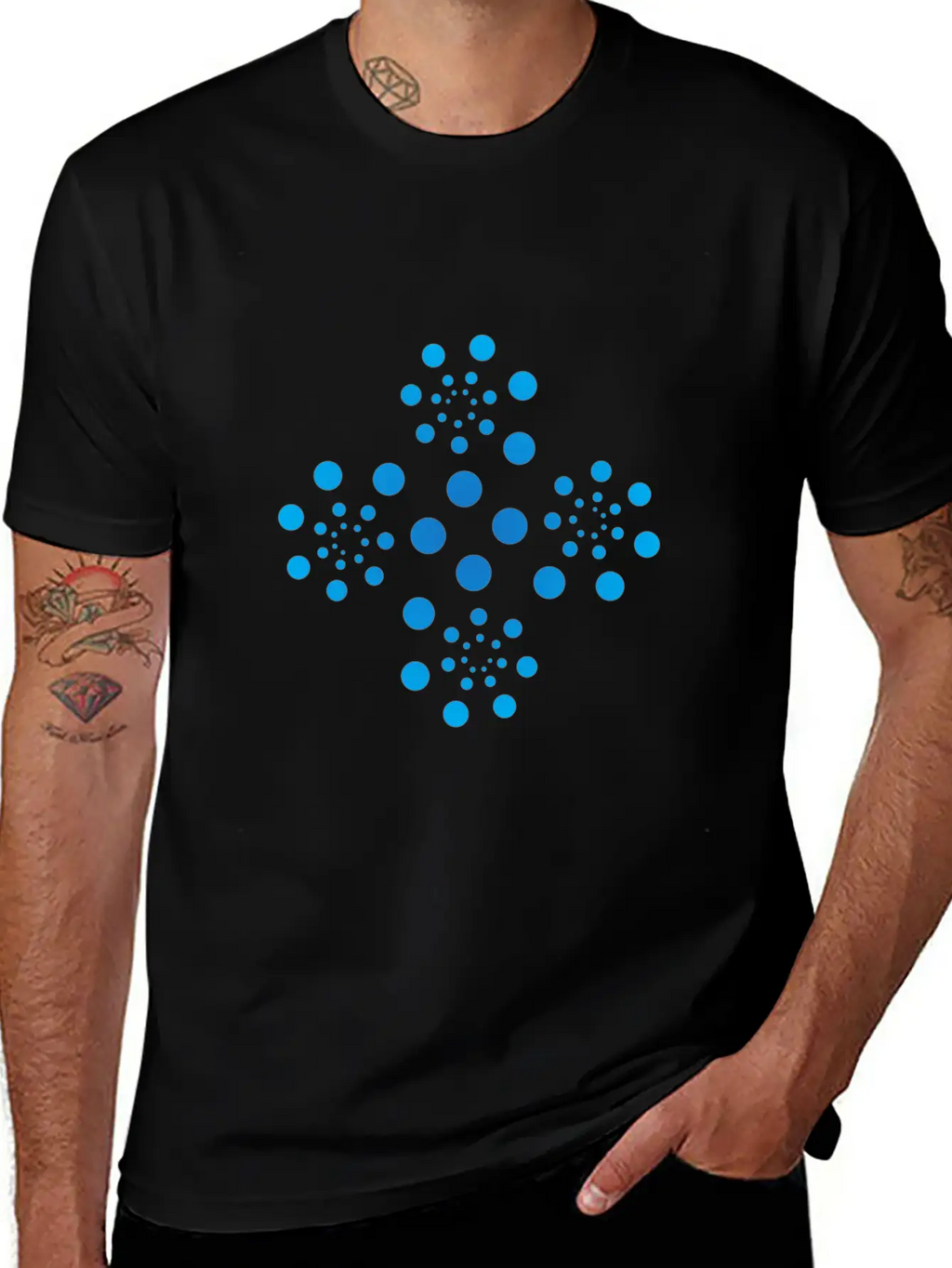 Blue Dots Shape Casual Graphic T-Shirt – Simple And Comfortable Daily Wear