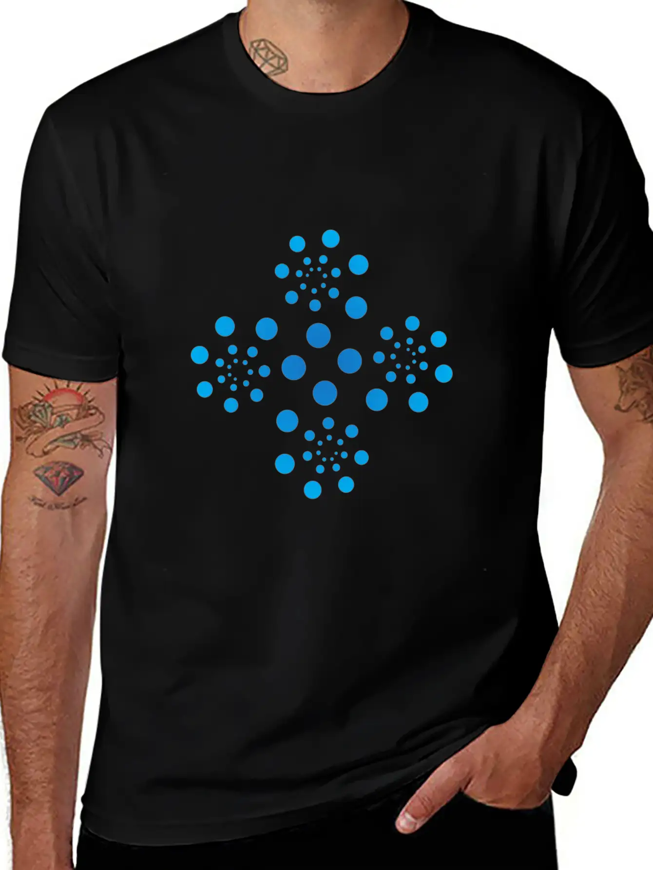 Blue Dots Shape Casual Graphic T-Shirt – Simple And Comfortable Daily Wear