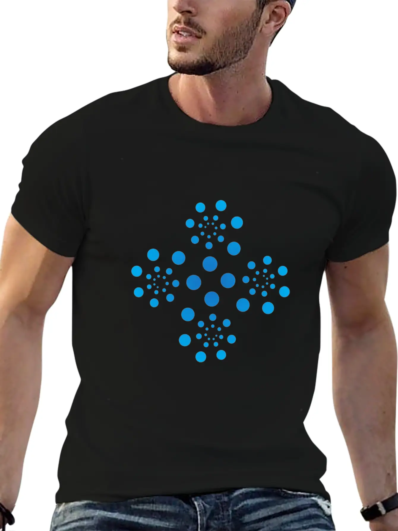 Blue Dots Shape Casual Graphic T-Shirt – Simple And Comfortable Daily Wear
