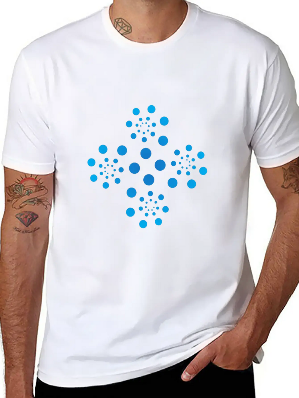 Blue Dots Shape Casual Graphic T-Shirt – Simple And Comfortable Daily Wear