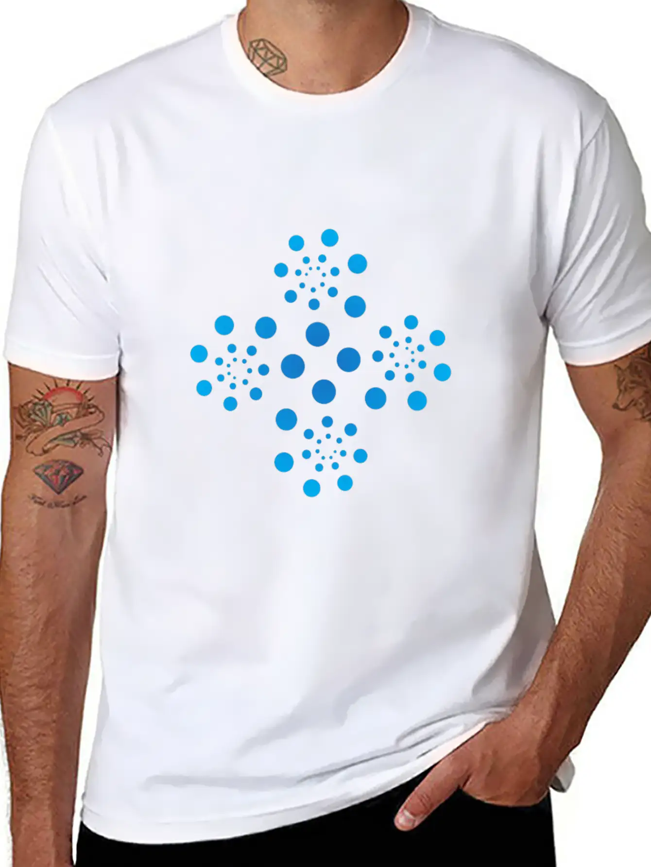 Blue Dots Shape Casual Graphic T-Shirt – Simple And Comfortable Daily Wear