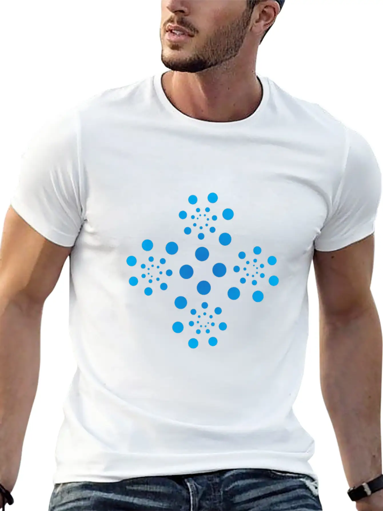 Blue Dots Shape Casual Graphic T-Shirt – Simple And Comfortable Daily Wear