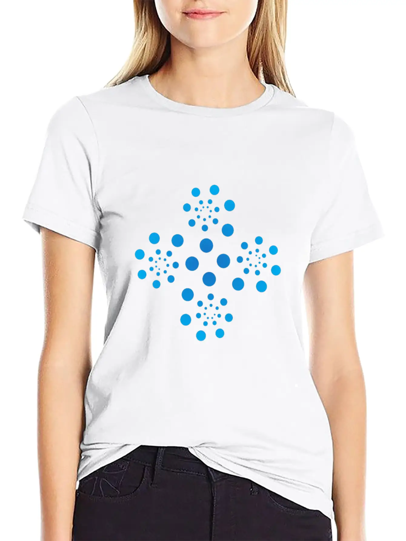 Blue Dots Shape Casual Graphic T-Shirt – Simple And Comfortable Daily Wear