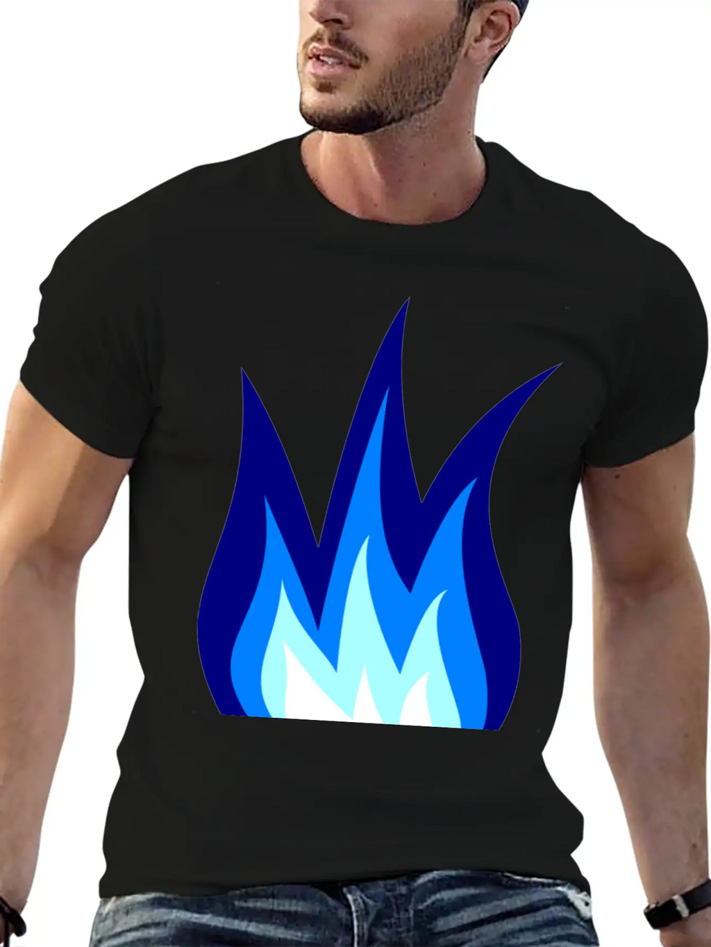 Blue Flames Fire Essential Cotton Tee For Daily Outfits – Unisex Style