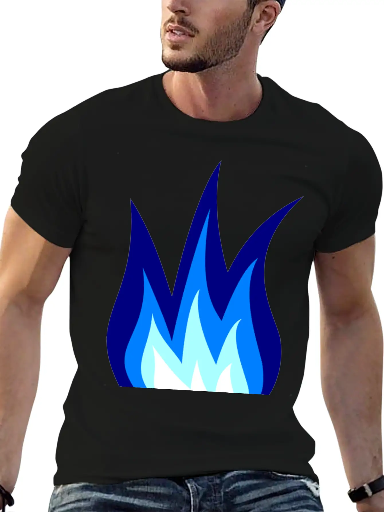 Blue Flames Fire Essential Cotton Tee For Daily Outfits – Unisex Style