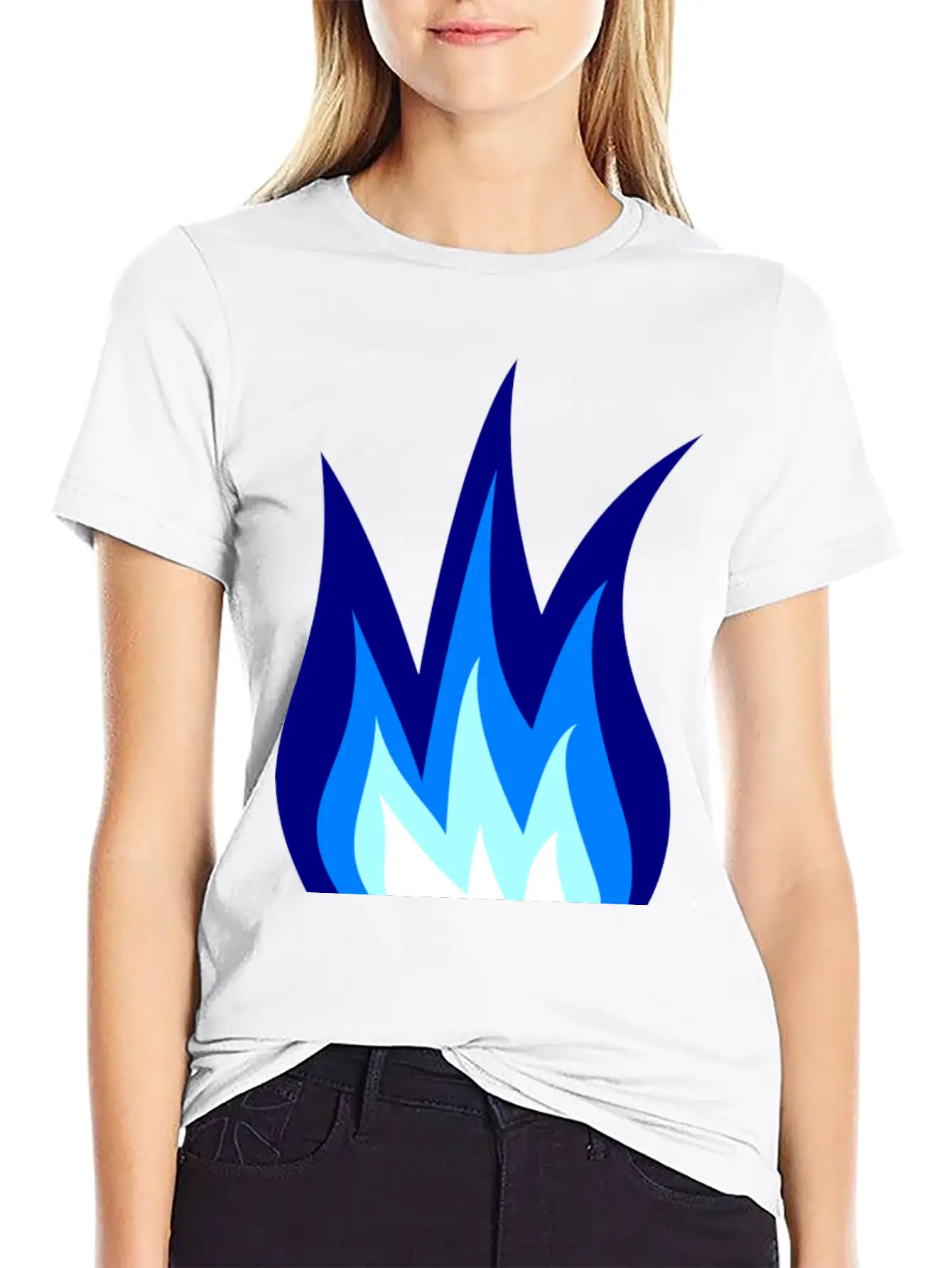 Blue Flames Fire Essential Cotton Tee For Daily Outfits – Unisex Style