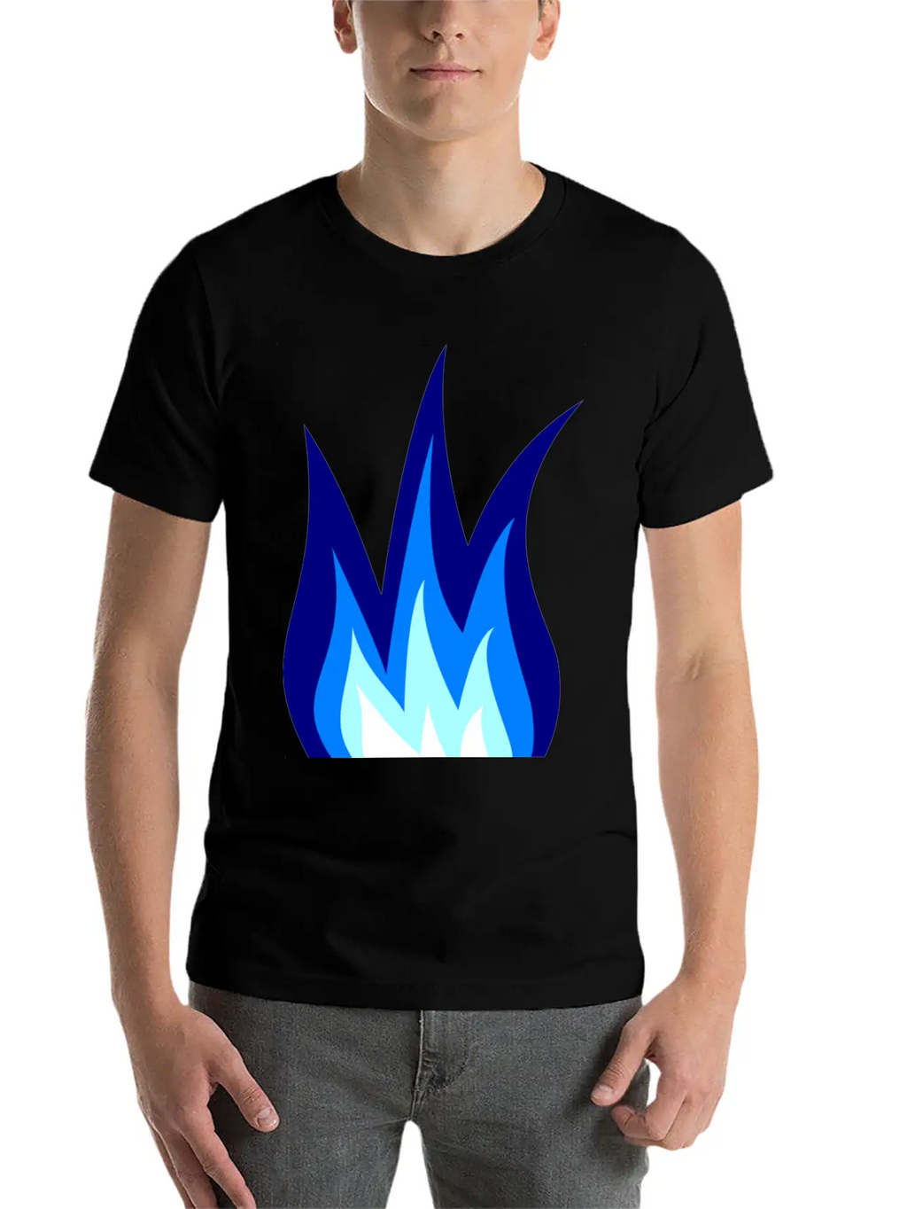 Blue Flames Fire Essential Cotton Tee For Daily Outfits – Unisex Style