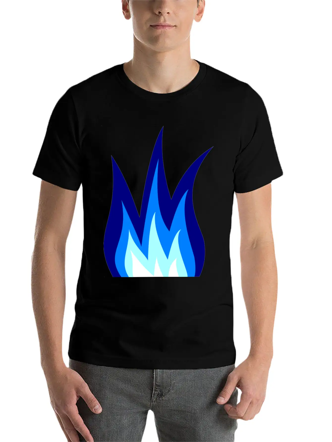 Blue Flames Fire Essential Cotton Tee For Daily Outfits – Unisex Style