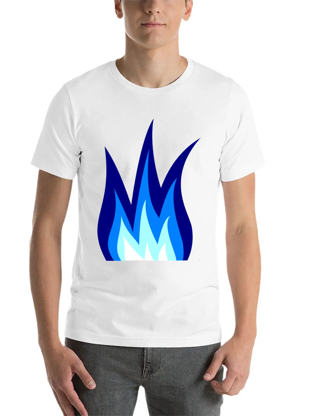 Blue Flames Fire Essential Cotton Tee For Daily Outfits – Unisex Style