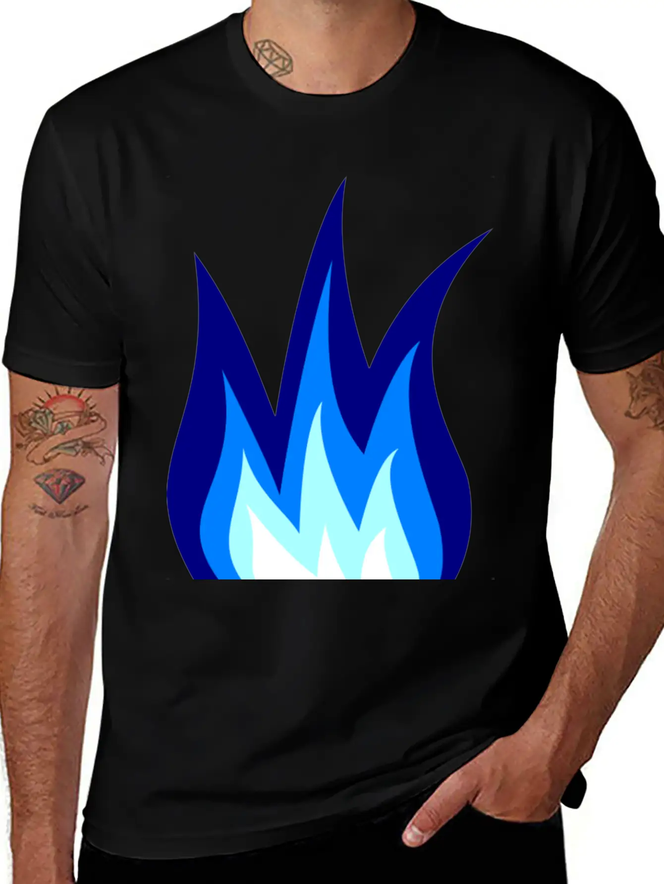 Blue Flames Fire Unisex Casual T-Shirt – Clean Design For Daily Comfort