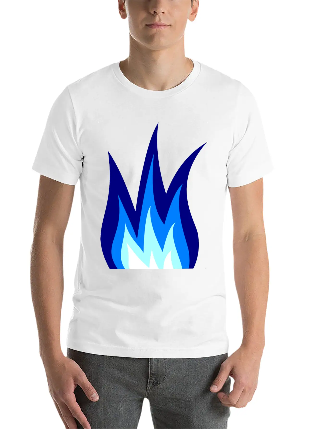 Blue Flames Fire Unisex Casual T-Shirt – Clean Design For Daily Comfort