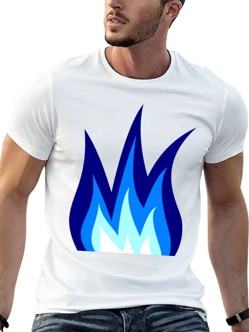 Blue Flames Fire Unisex Casual T-Shirt – Clean Design For Daily Comfort