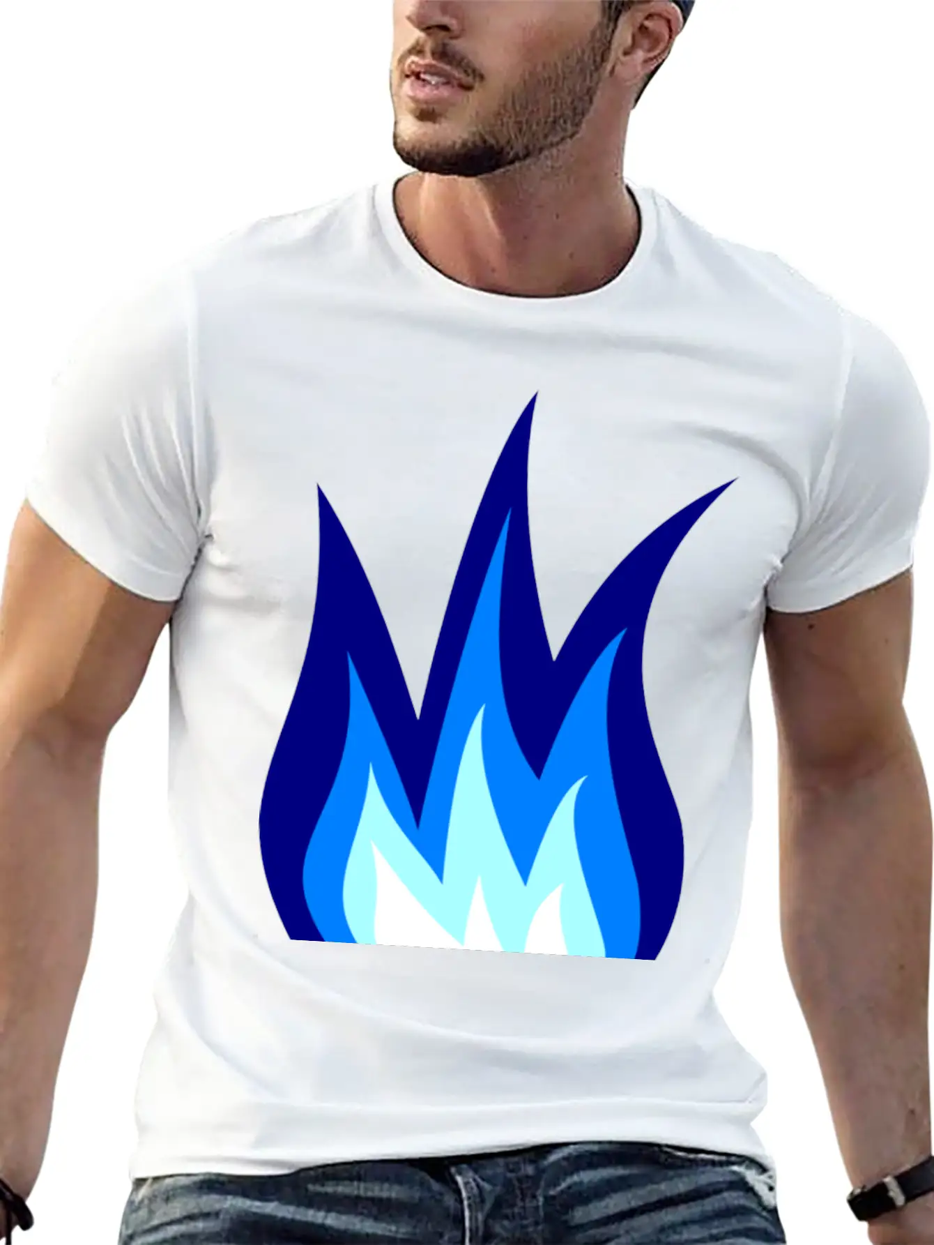 Blue Flames Fire Unisex Casual T-Shirt – Clean Design For Daily Comfort