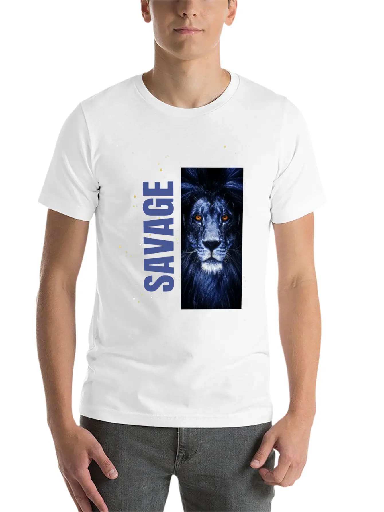 Blue Lion Savage Design Stylish Everyday T-Shirt – Unisex Basic Cotton Tee