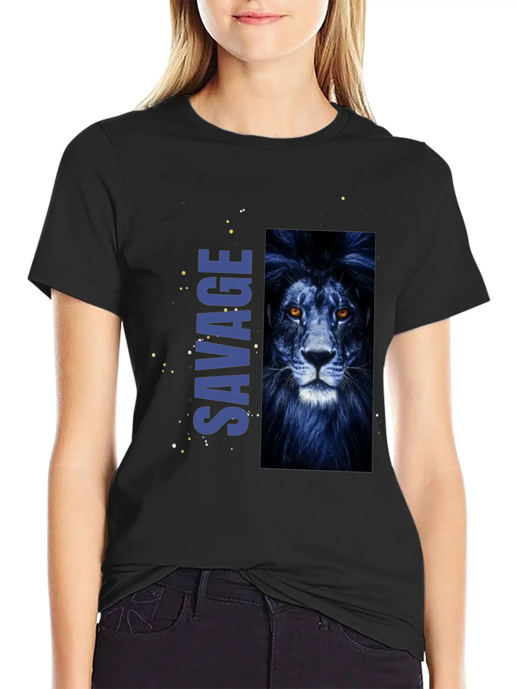 Blue Lion Savage Design Stylish Everyday T-Shirt – Unisex Basic Cotton Tee