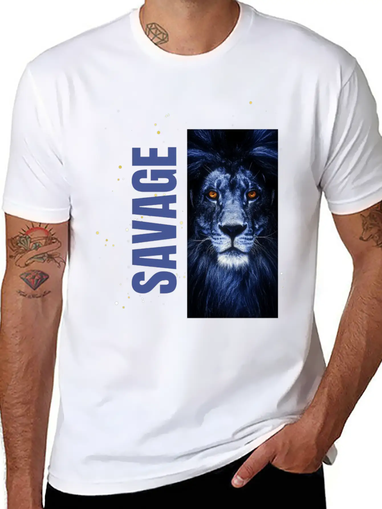 Blue Lion Savage Design Stylish Everyday T-Shirt – Unisex Basic Cotton Tee