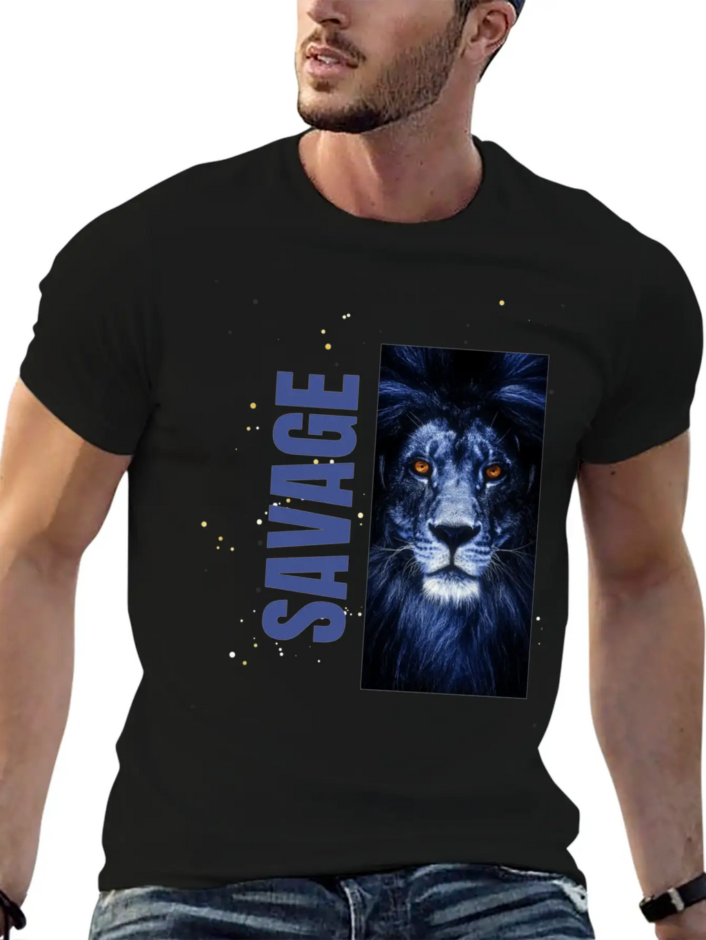 Blue Lion Savage Design Stylish Everyday T-Shirt – Unisex Basic Cotton Tee
