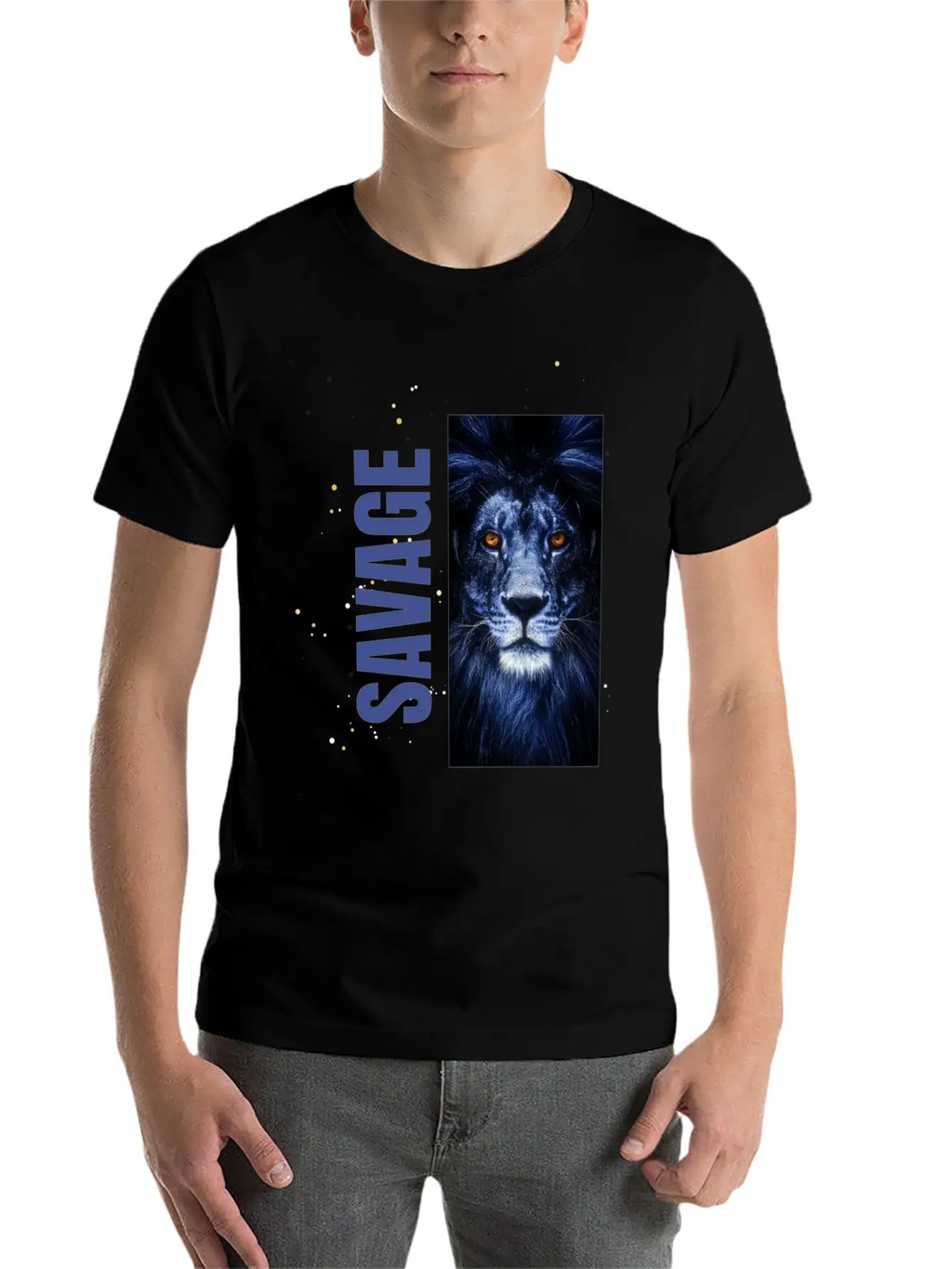 Blue Lion Savage Design Stylish Everyday T-Shirt – Unisex Basic Cotton Tee