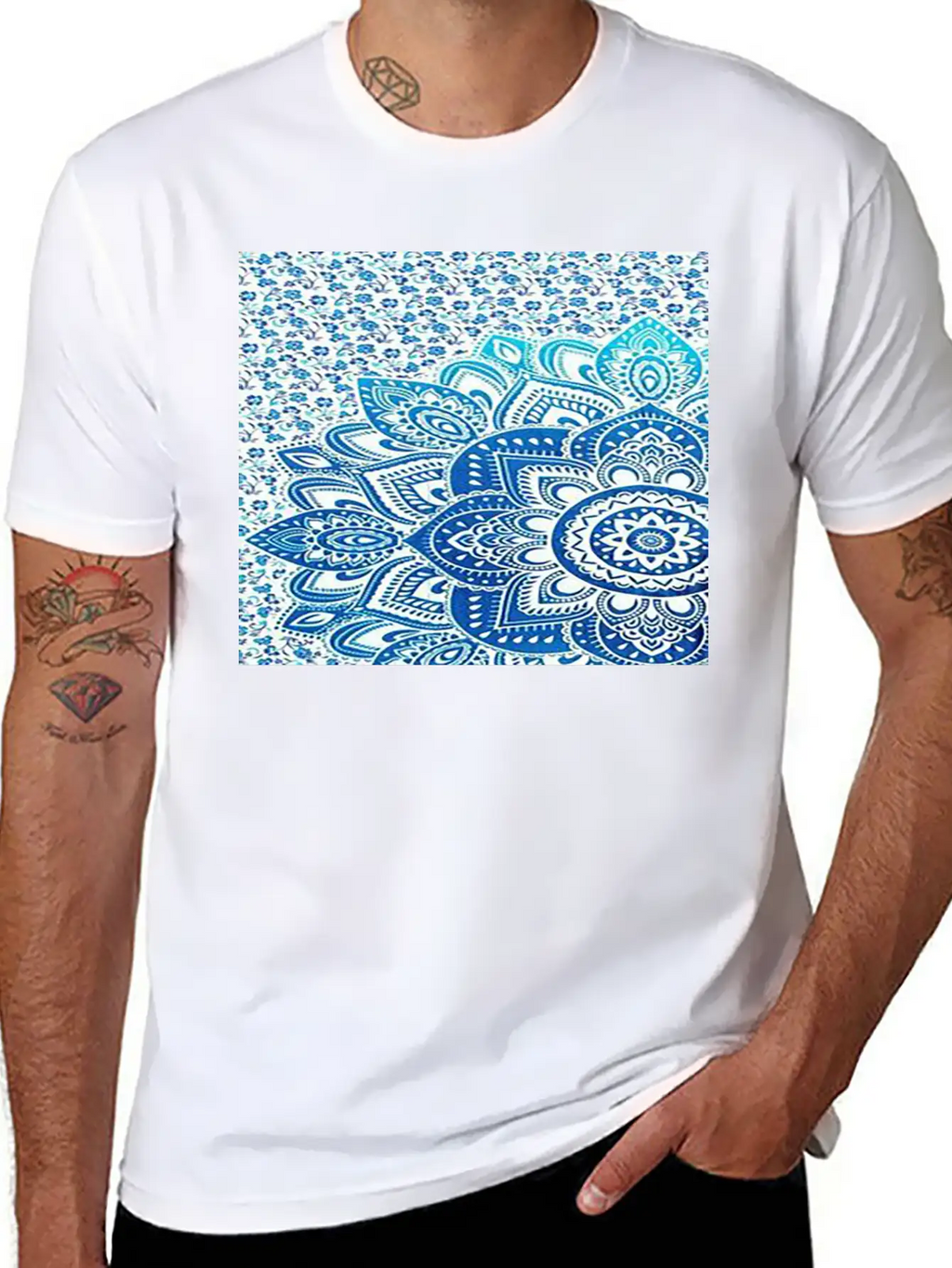 Blue Mandala Casual Graphic T-Shirt – Simple And Comfortable Daily Wear