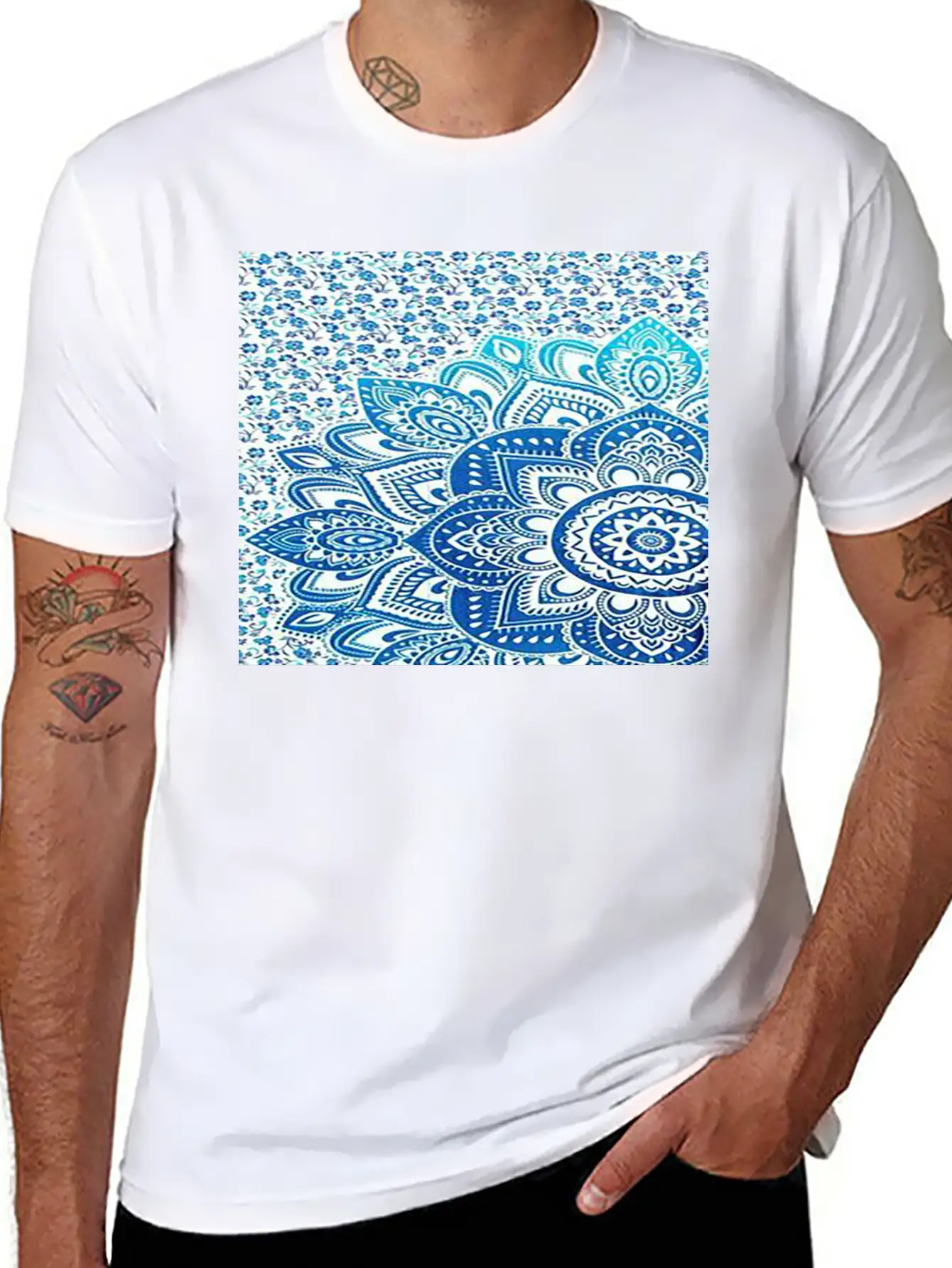Blue Mandala Casual Graphic T-Shirt – Simple And Comfortable Daily Wear