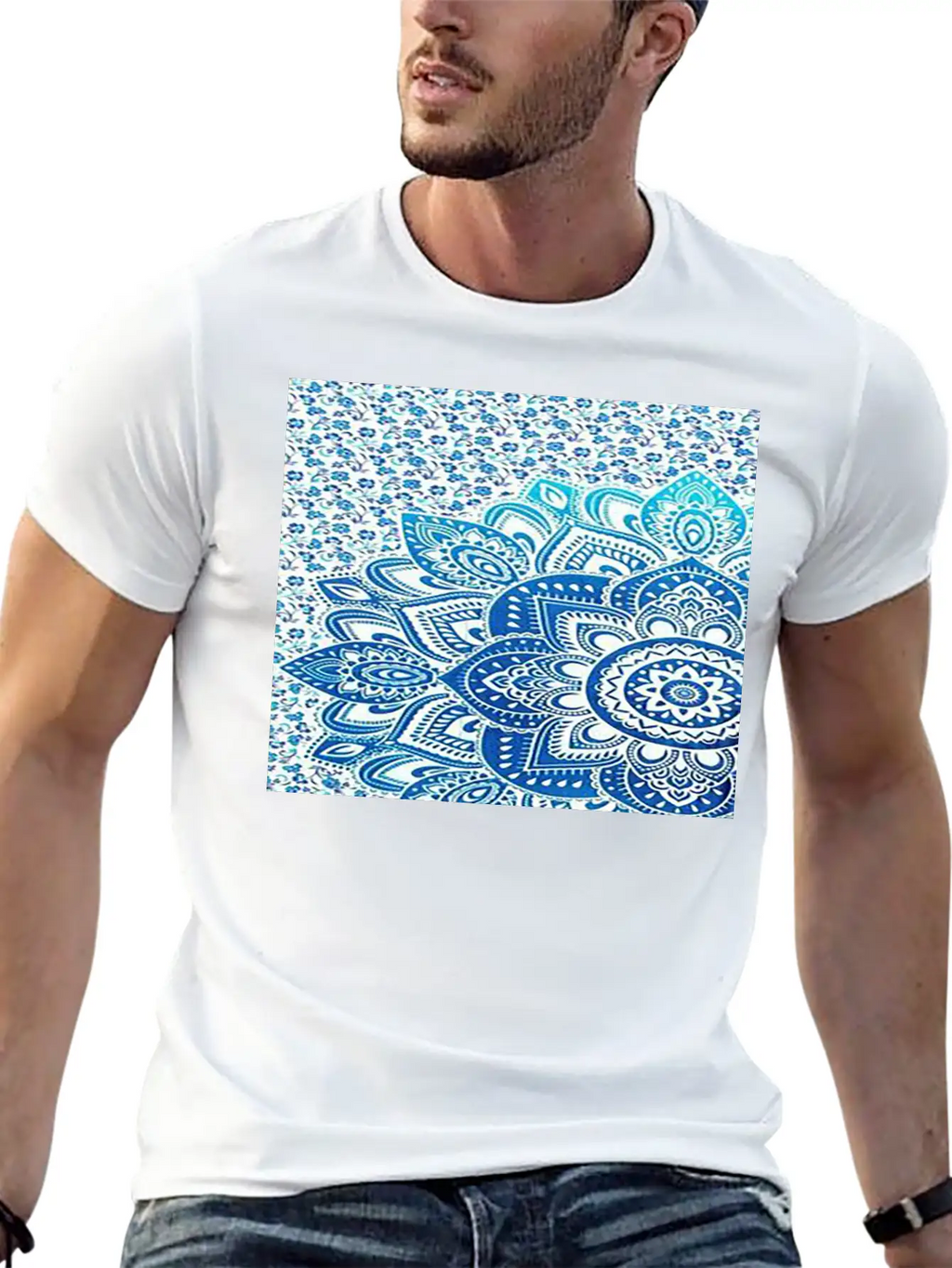 Blue Mandala Casual Graphic T-Shirt – Simple And Comfortable Daily Wear