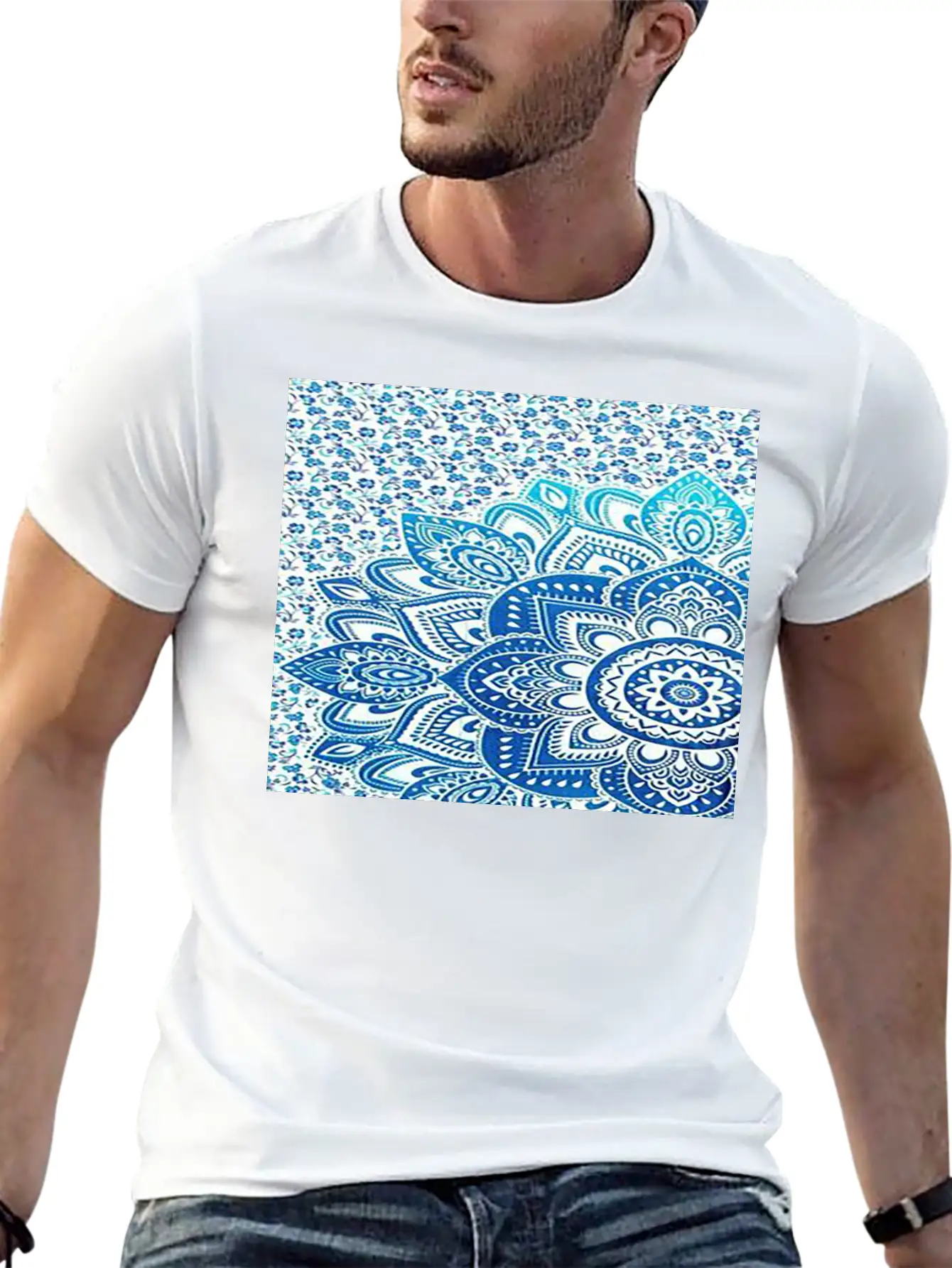 Blue Mandala Casual Graphic T-Shirt – Simple And Comfortable Daily Wear