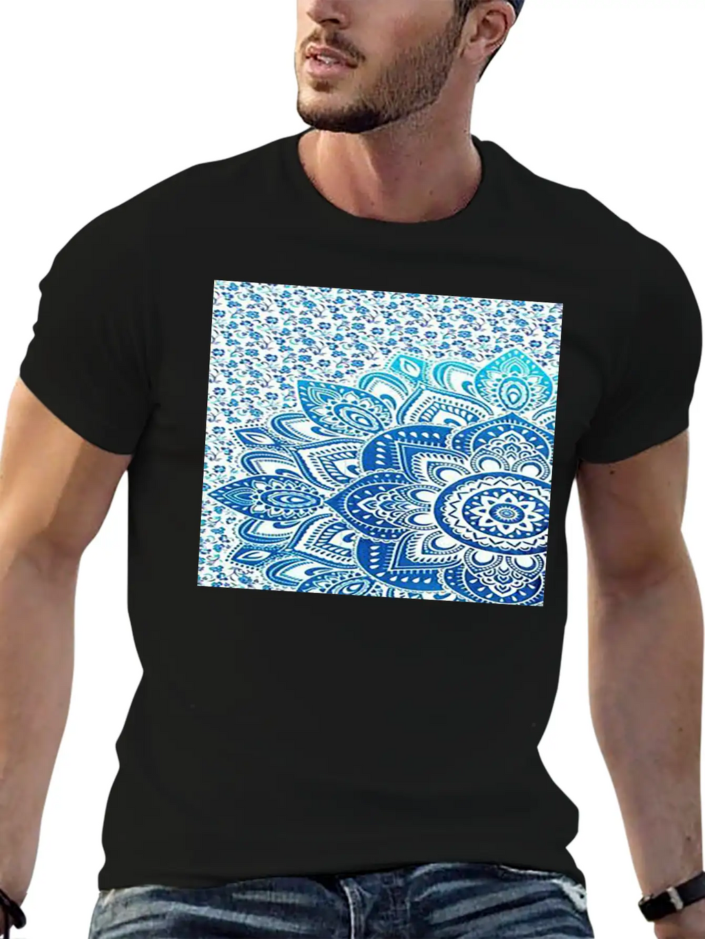 Blue Mandala Casual Graphic T-Shirt – Simple And Comfortable Daily Wear