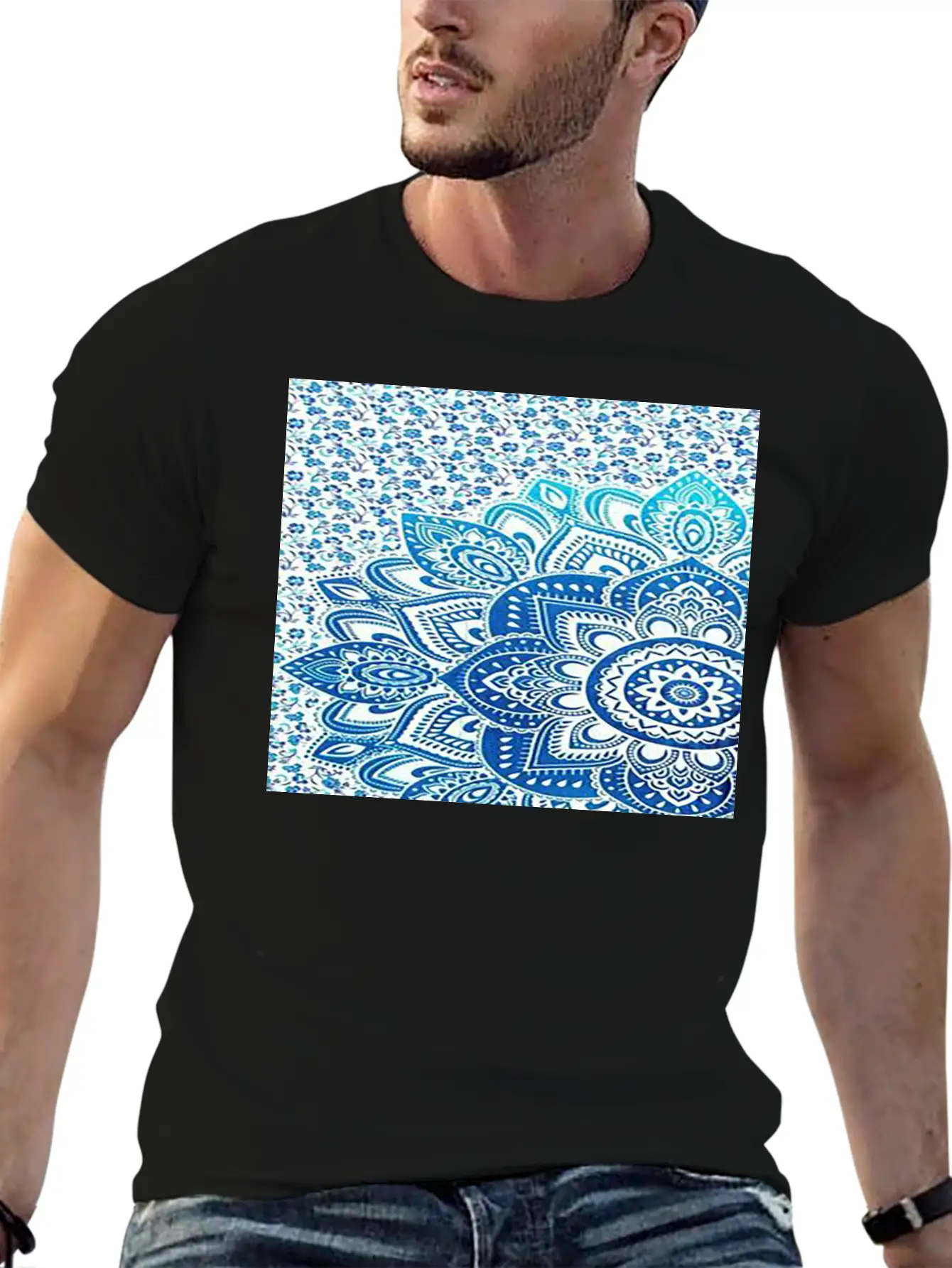 Blue Mandala Casual Graphic T-Shirt – Simple And Comfortable Daily Wear