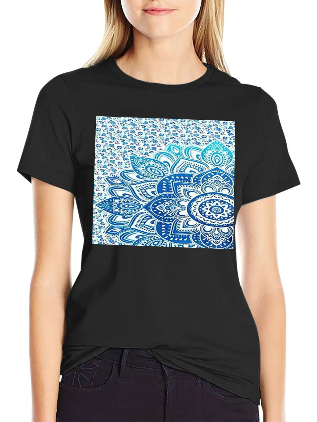 Blue Mandala Casual Graphic T-Shirt – Simple And Comfortable Daily Wear
