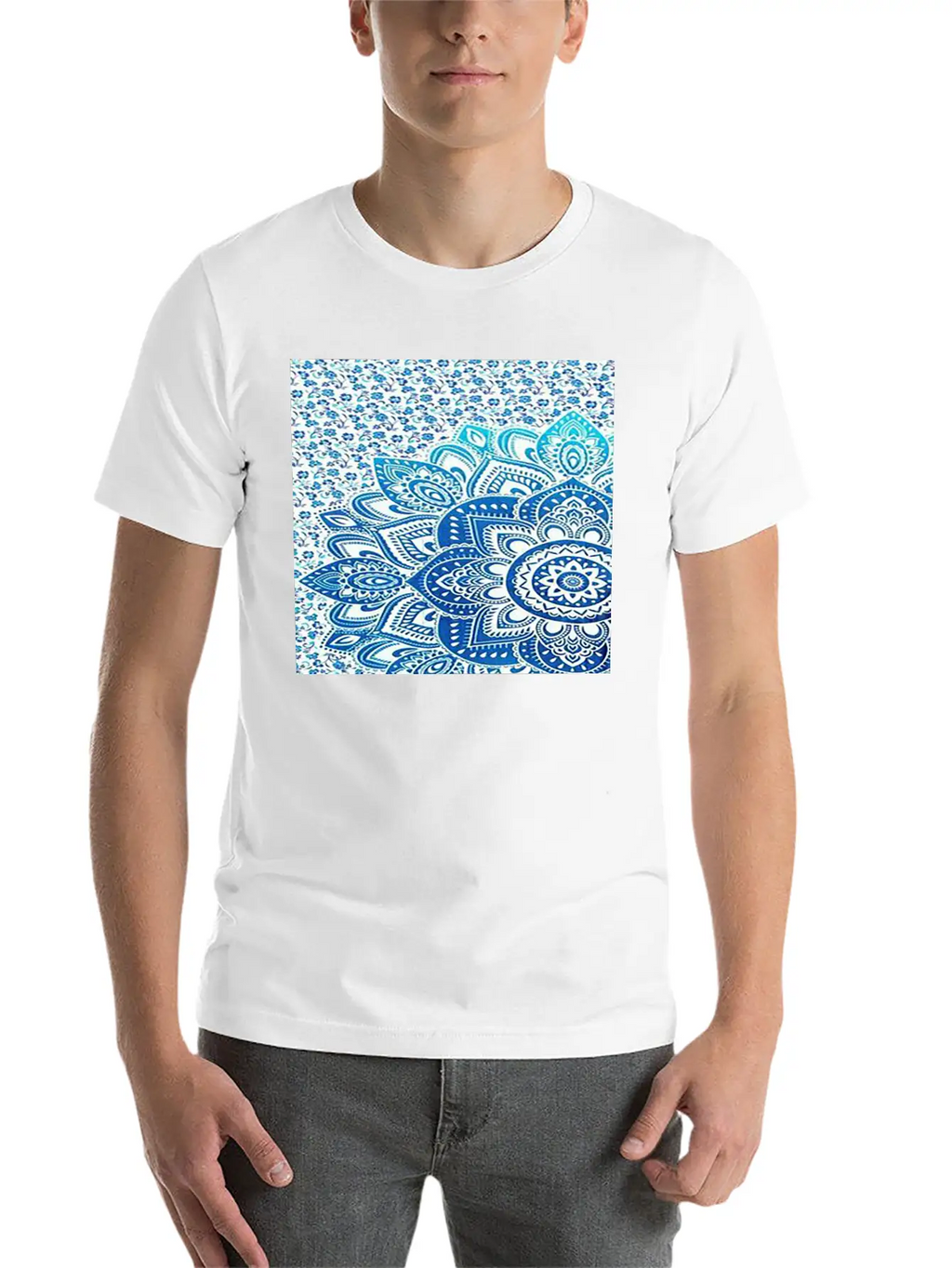 Blue Mandala Casual Graphic T-Shirt – Simple And Comfortable Daily Wear