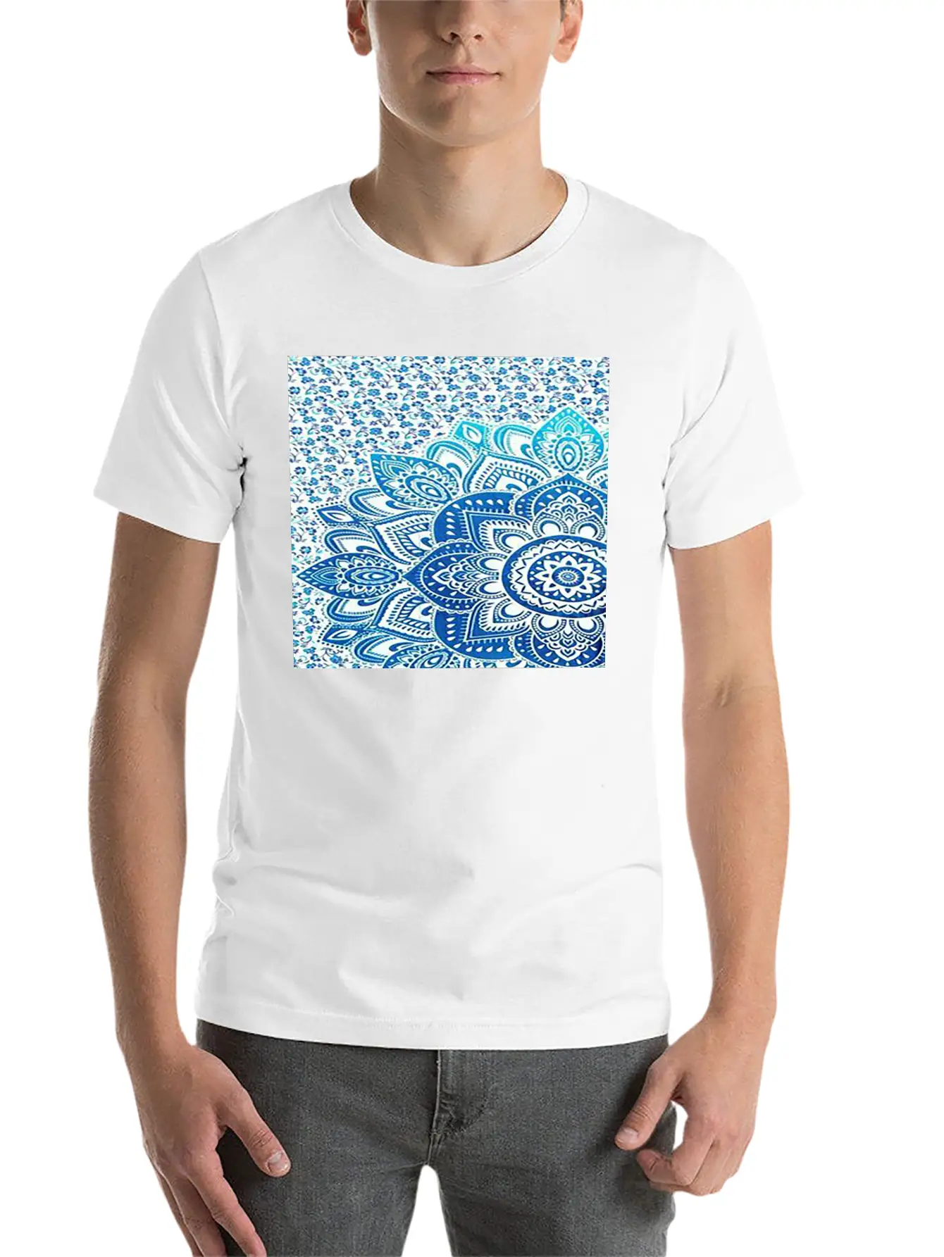 Blue Mandala Casual Graphic T-Shirt – Simple And Comfortable Daily Wear