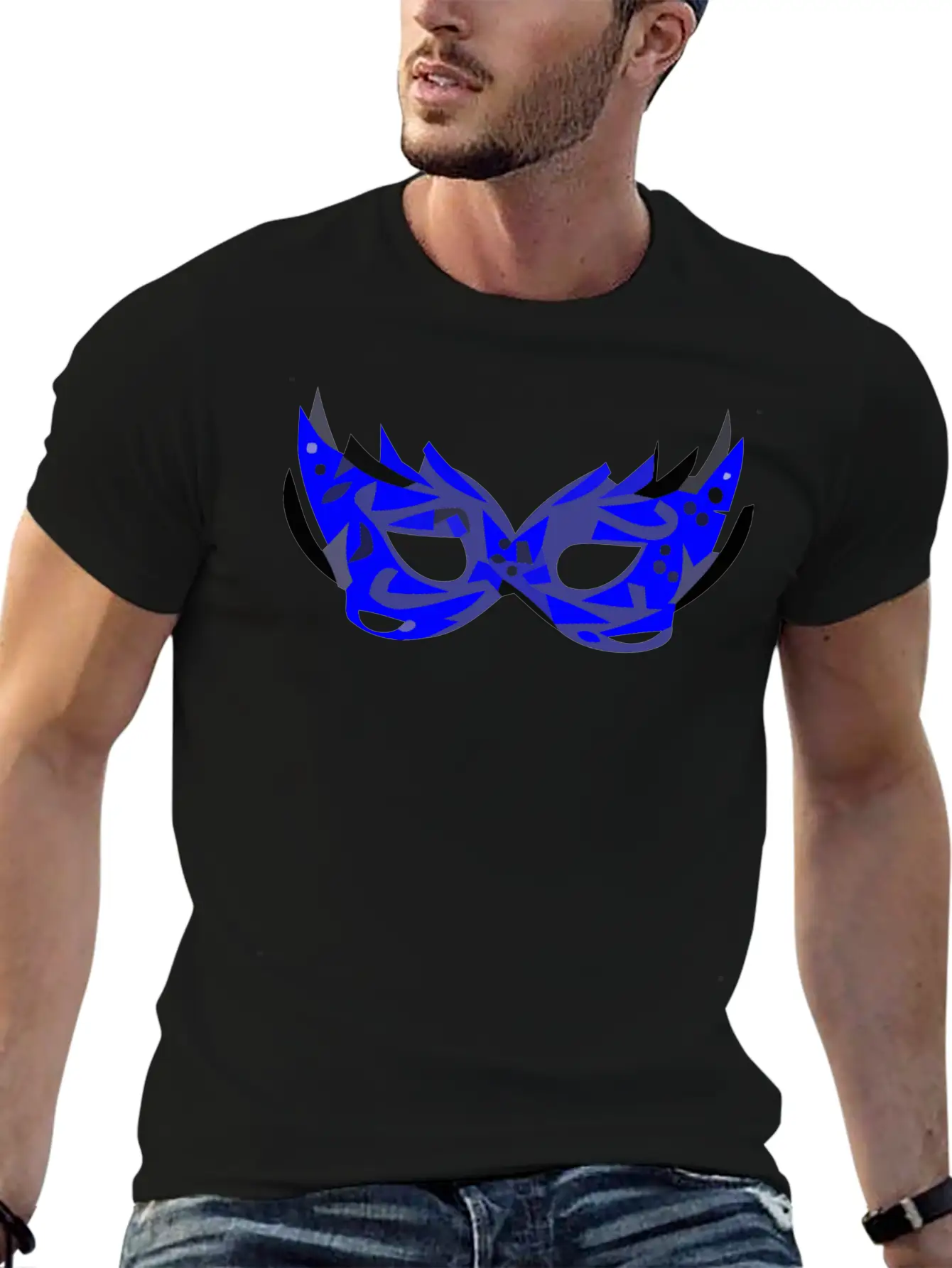 Blue Mask Unisex Short Sleeve Soft Cotton T-Shirt – Casual Everyday Wear