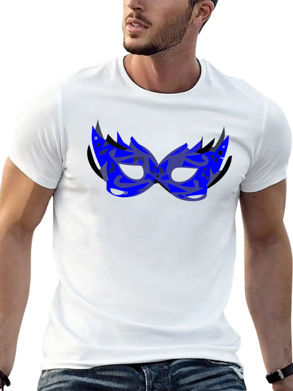 Blue Mask Unisex Short Sleeve Soft Cotton T-Shirt – Casual Everyday Wear