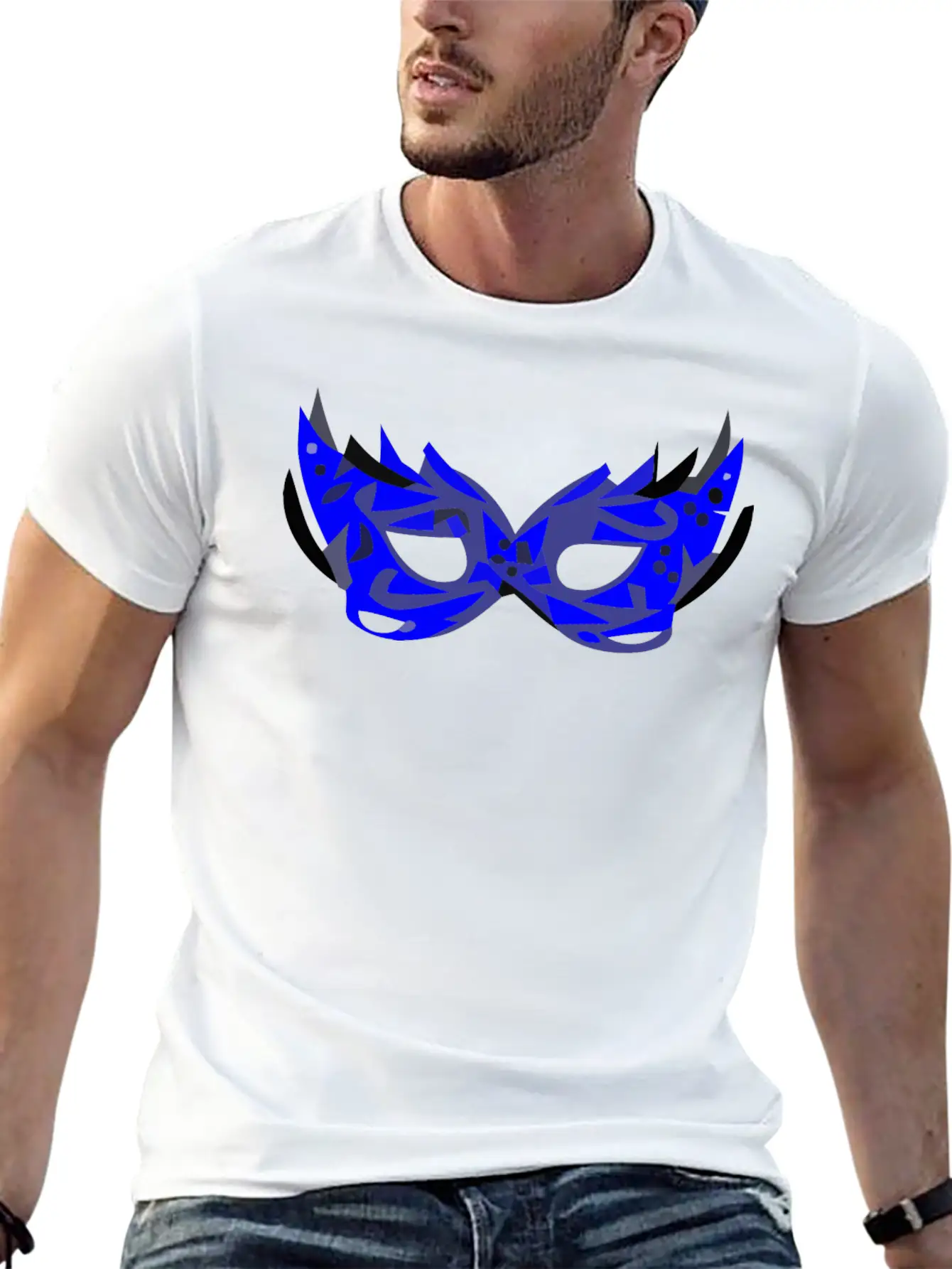Blue Mask Unisex Short Sleeve Soft Cotton T-Shirt – Casual Everyday Wear