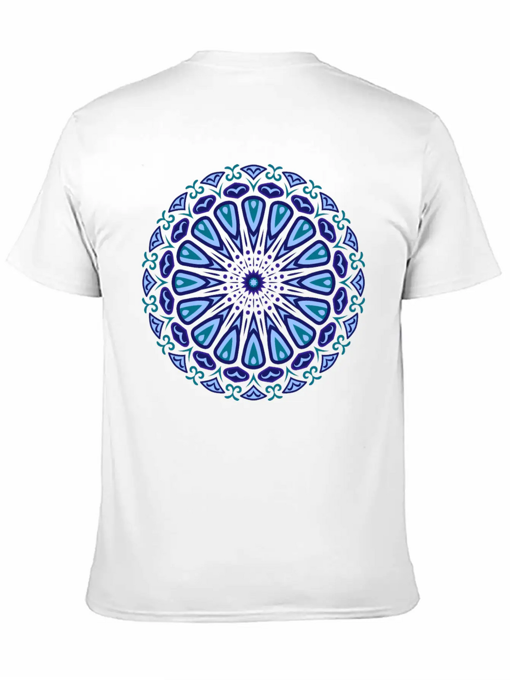 Blue Organic Boho Mandala Unisex Short Sleeve Soft Cotton T-Shirt – Casual Everyday Wear
