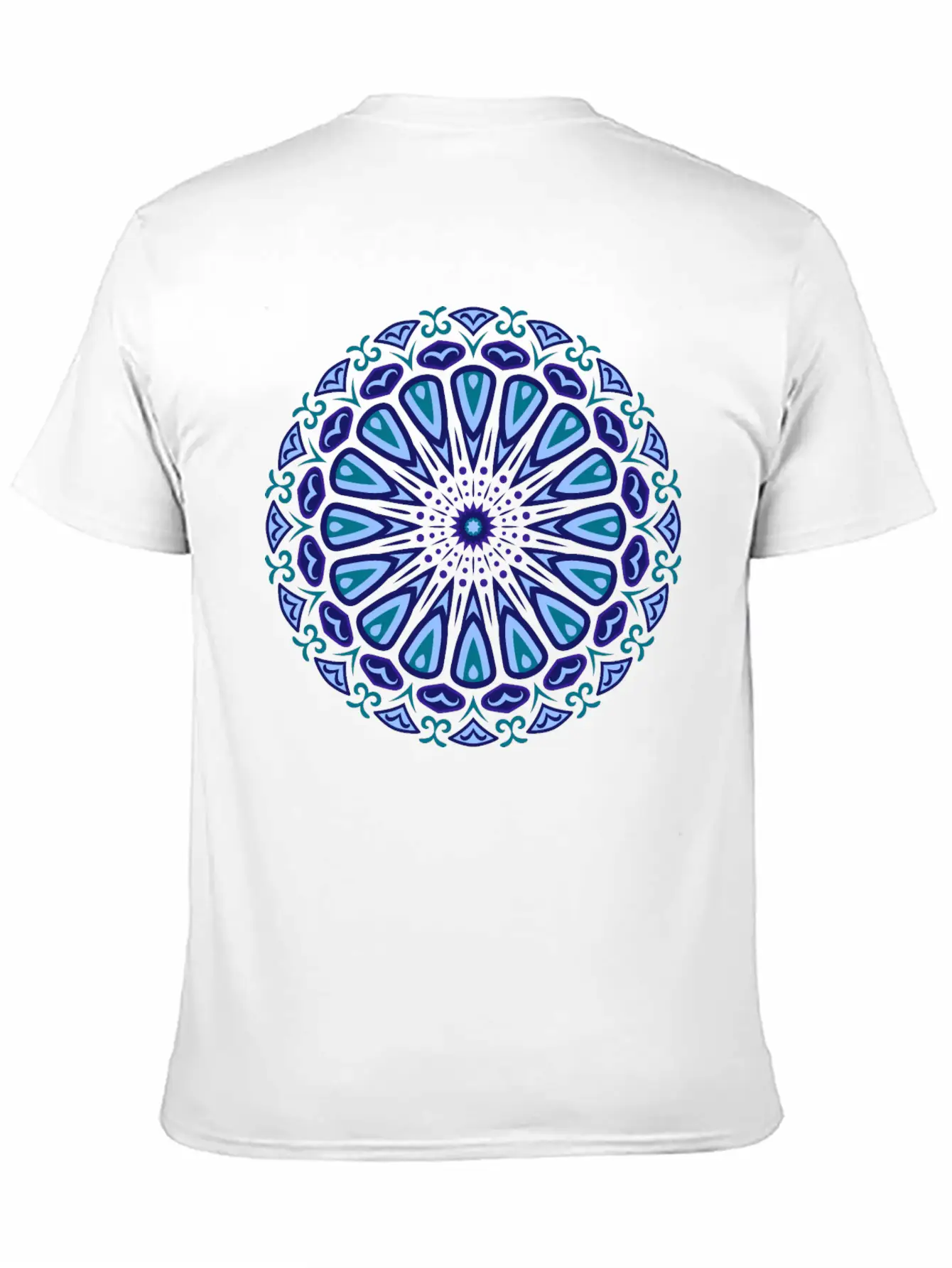 Blue Organic Boho Mandala Unisex Short Sleeve Soft Cotton T-Shirt – Casual Everyday Wear