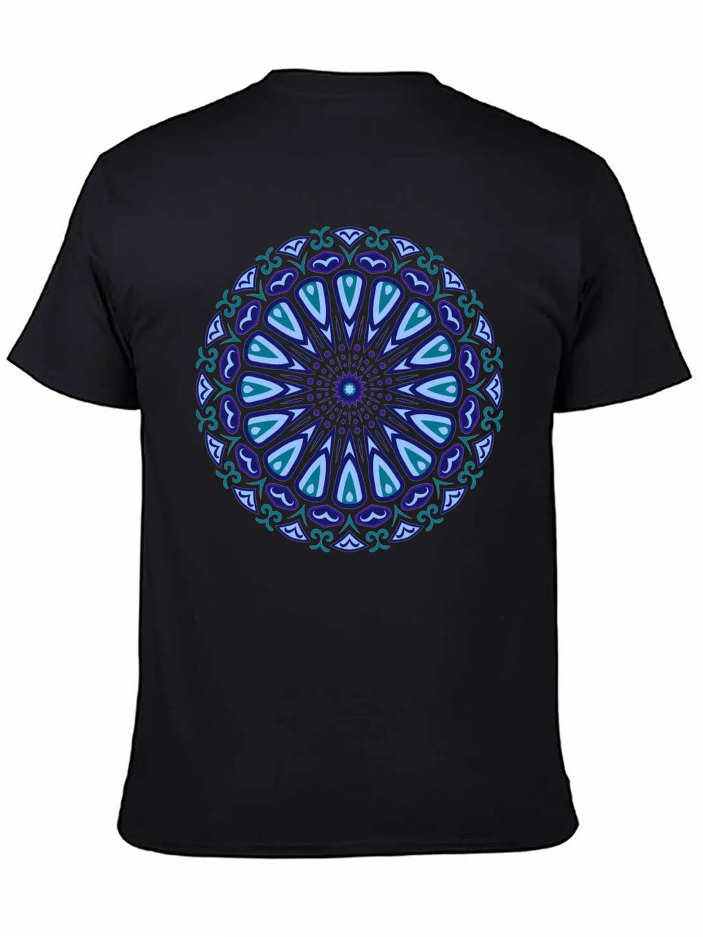 Blue Organic Boho Mandala Unisex Short Sleeve Soft Cotton T-Shirt – Casual Everyday Wear