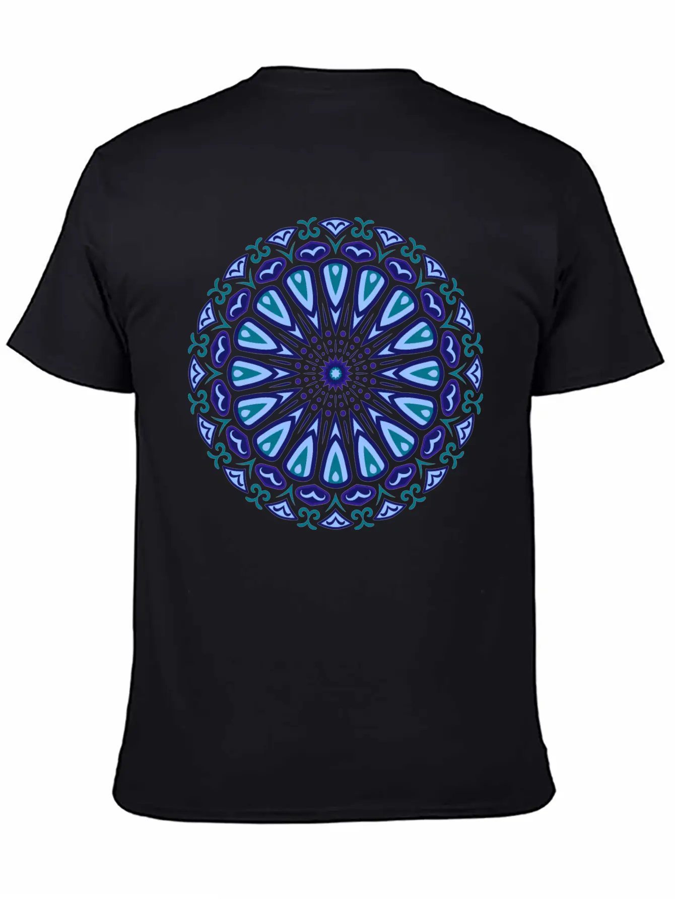 Blue Organic Boho Mandala Unisex Short Sleeve Soft Cotton T-Shirt – Casual Everyday Wear